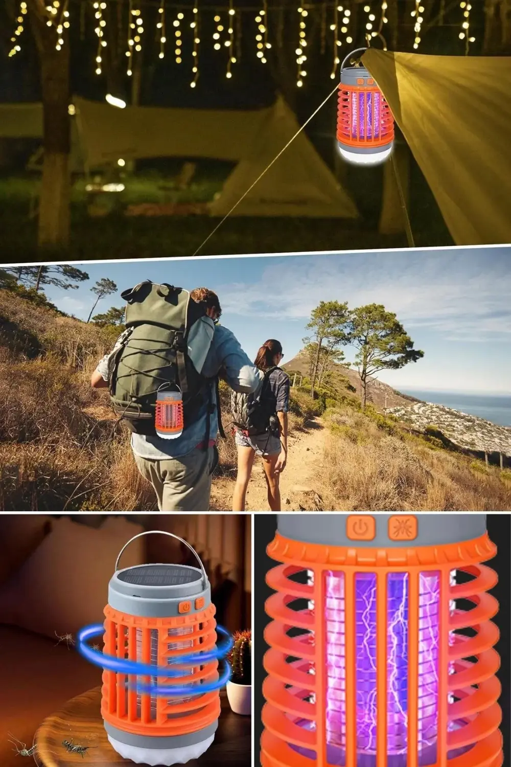 Askılı Solar Enerji İle Şarj Olabilen Sinek Öldürücü Kamp Feneri