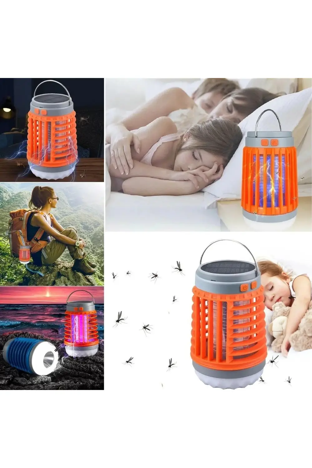 Askılı Solar Enerji İle Şarj Olabilen Sinek Öldürücü Kamp Feneri