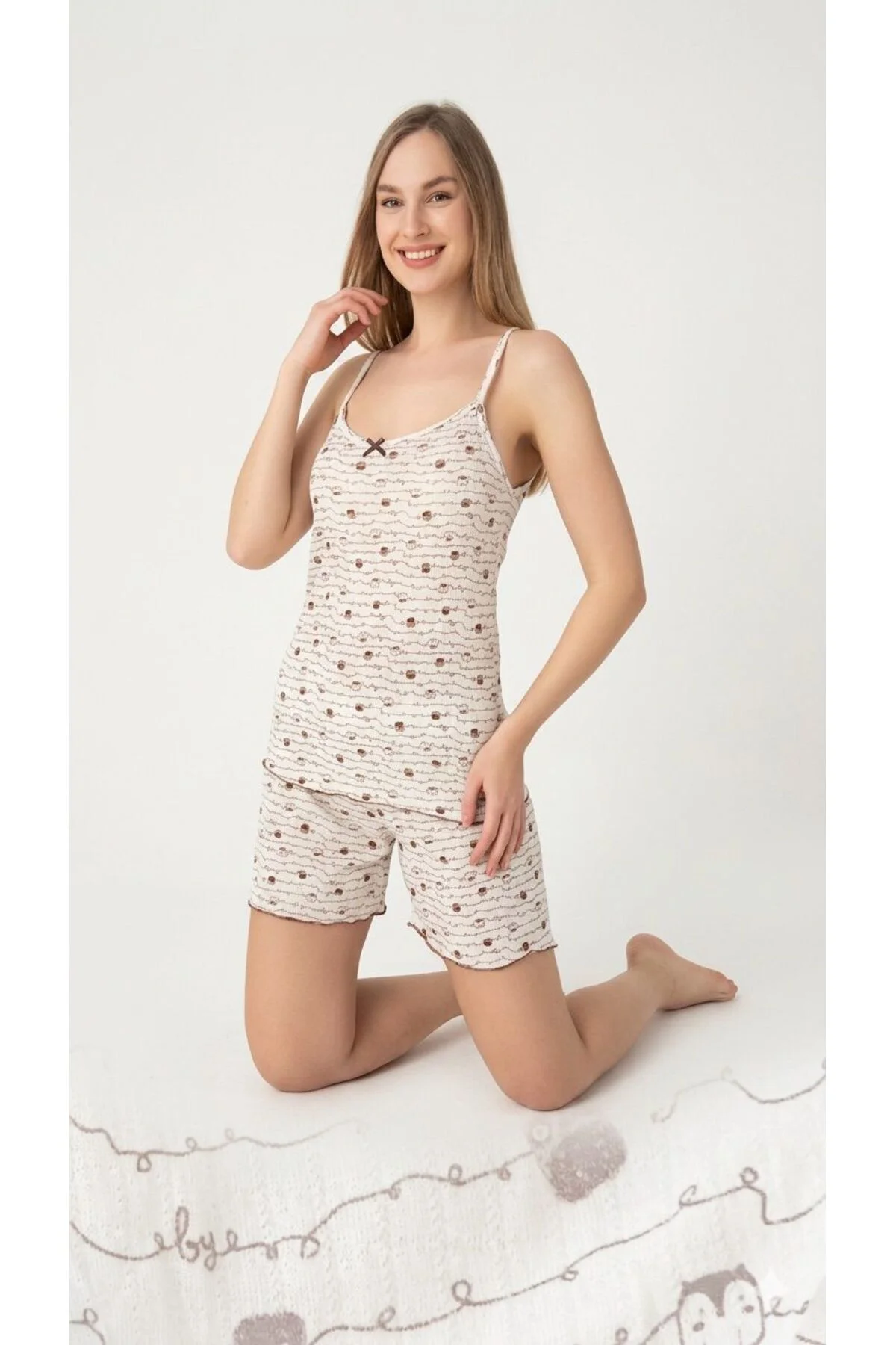 askılı şortlu pijama takımı