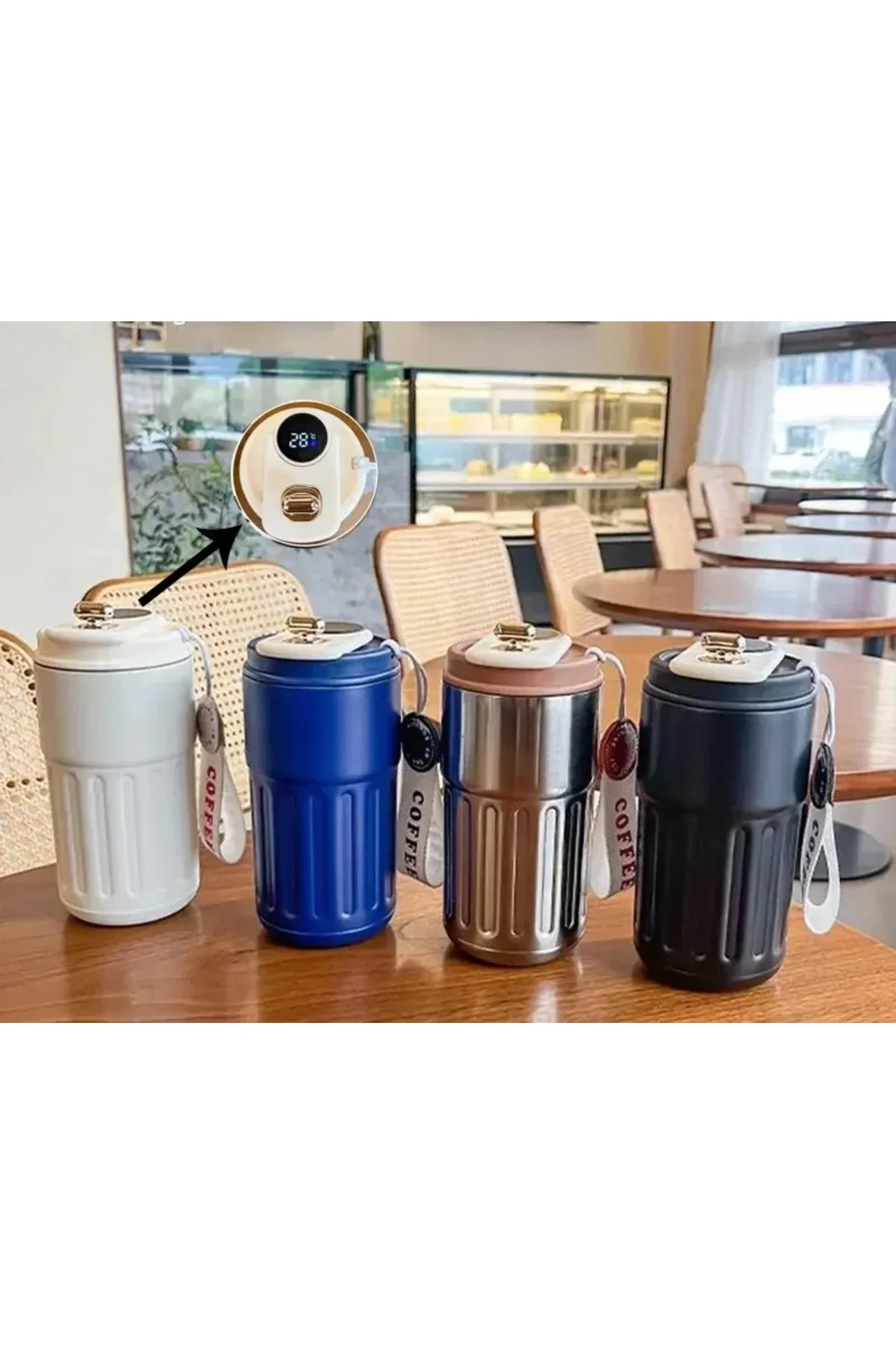 Askılı Ve Derece Göstergeli Vakumlu Mug - 500 Ml Modern Kahve Ter
