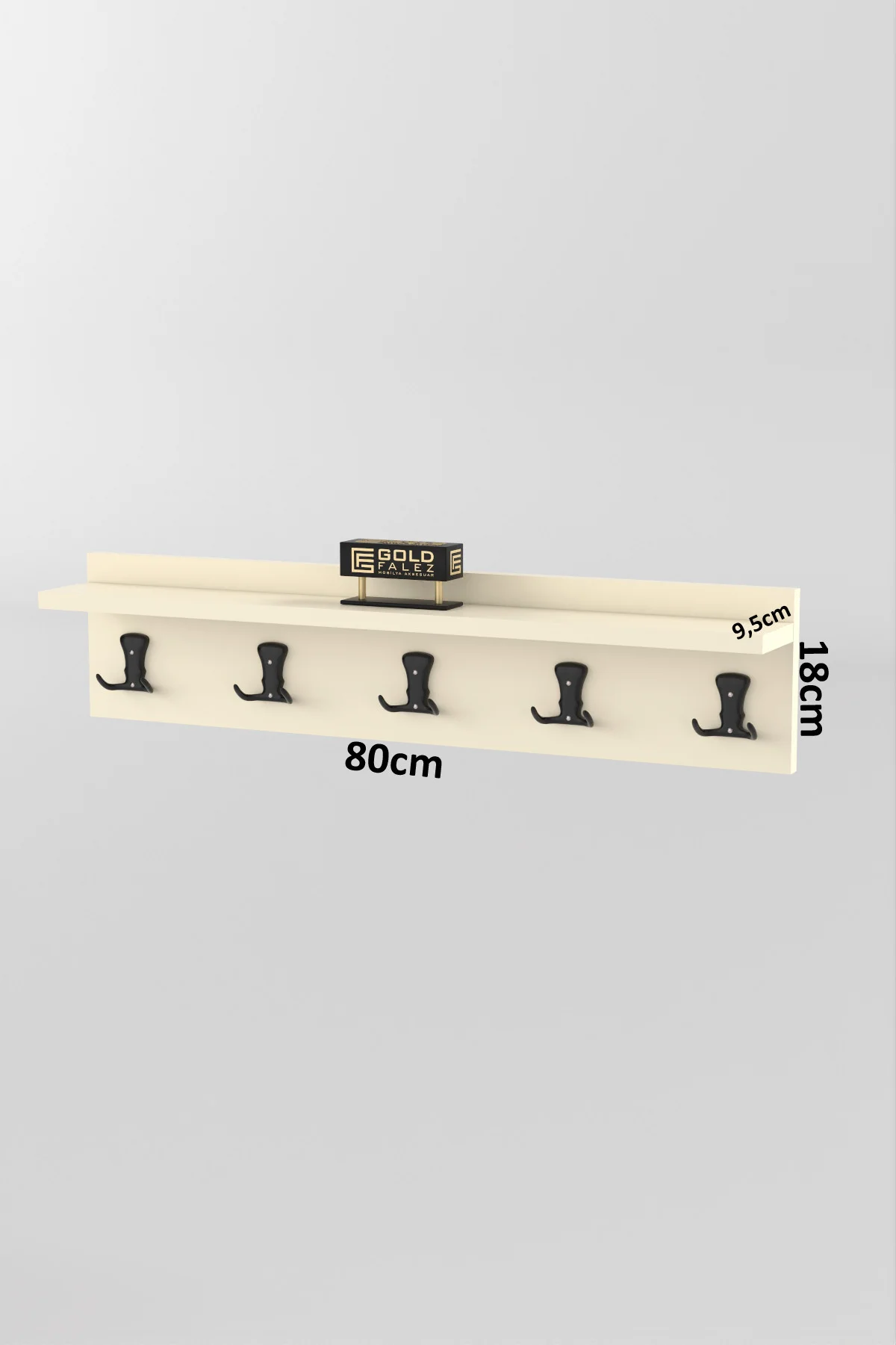 Askılık Duvar Elbise Askılığı Portmanto 80 Cm Krem Düz