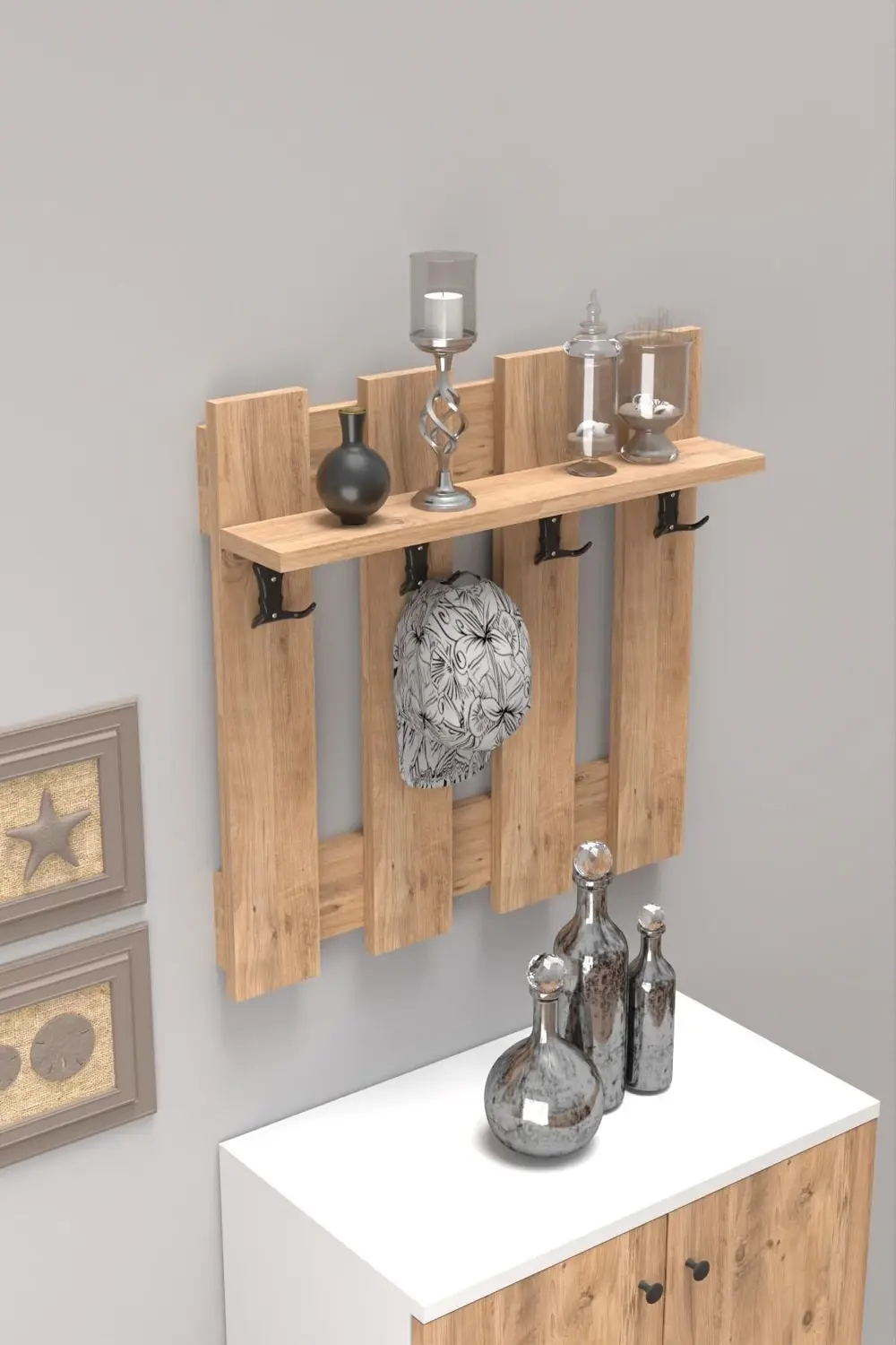 ASKILIK PORTMANTO ÇİT DUVAR ASKILIĞI ELBİSE ASKILIĞI CEVİZ