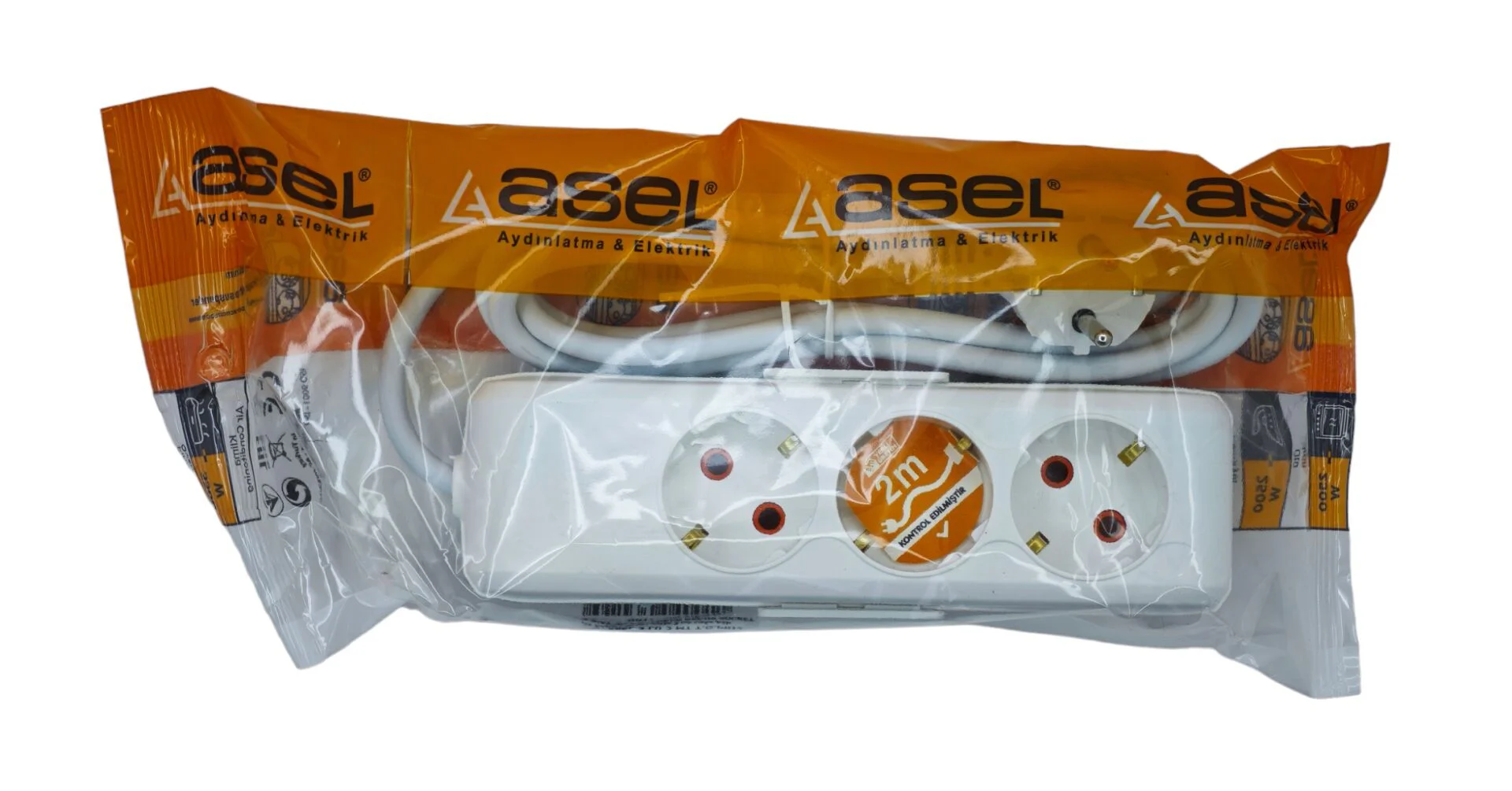 ASL-100 0106   Asel Ara Kablo Grup Priz 3lü 2m
