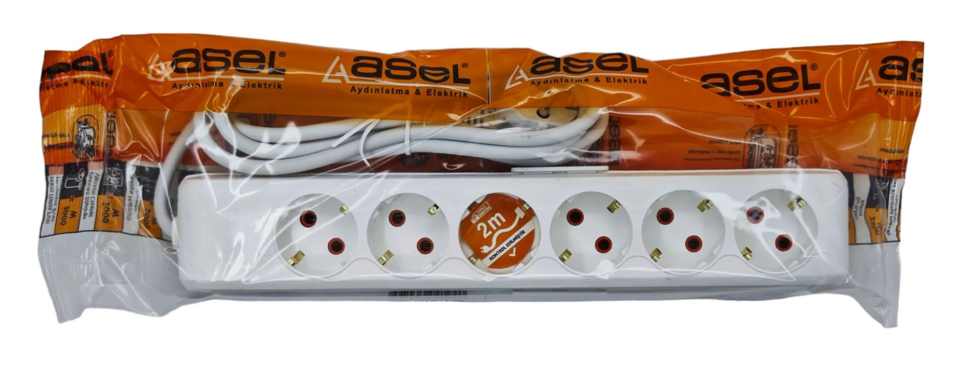 ASL-4194   Asel Ara Kablo Grup Priz 6Lı 2M