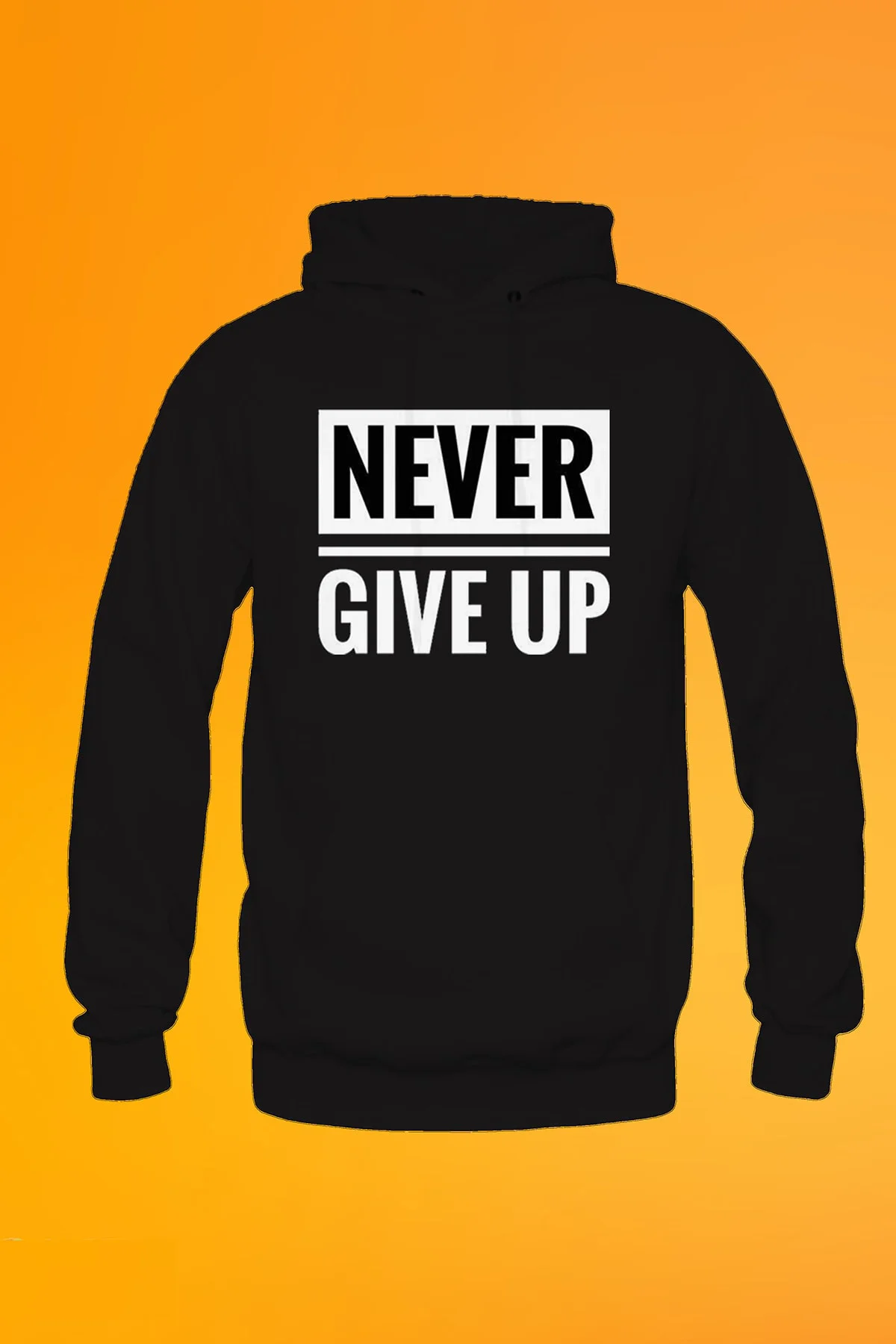 Asla Pes Etme Baskılı Kırmızı Unisex Kanguru Cep Kapüşonlu Sweatshirt