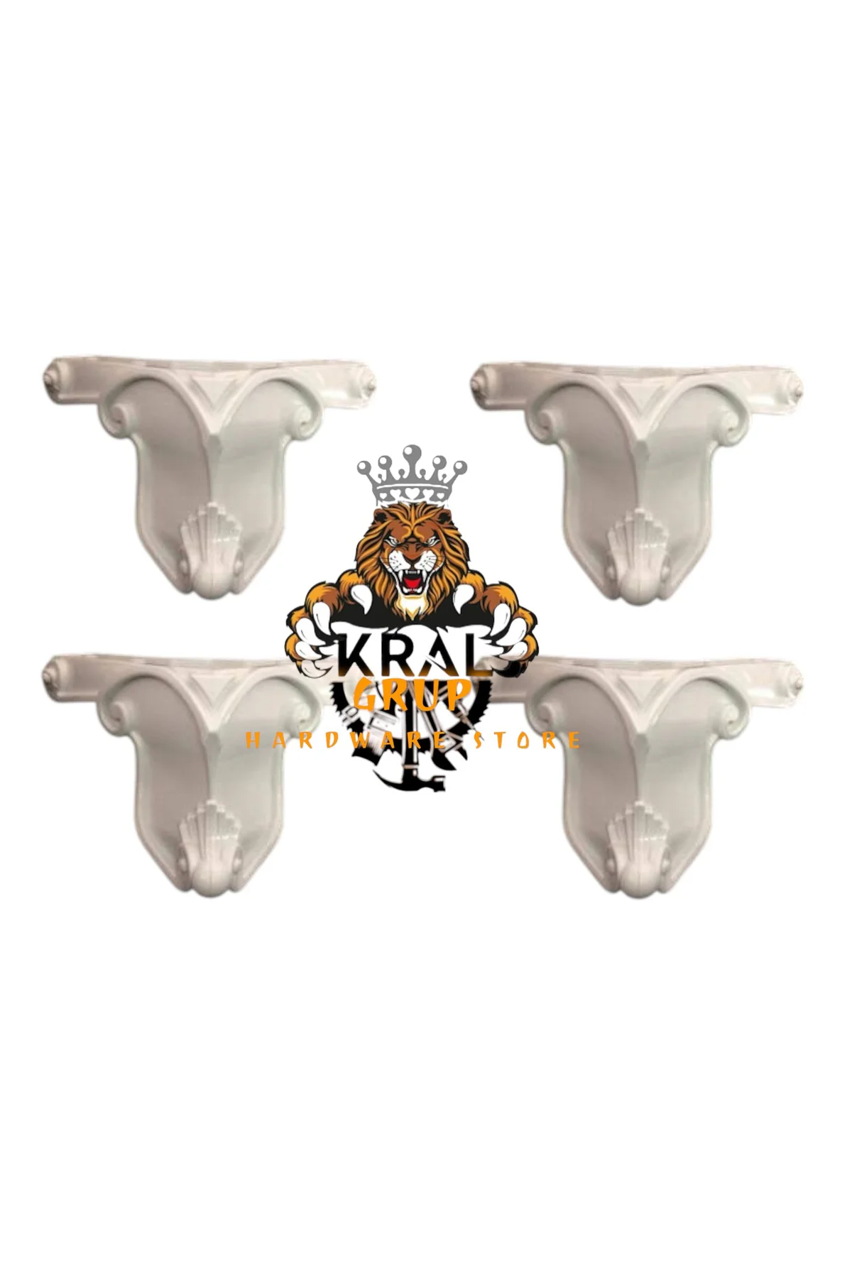 ASLAN AYAK, 4 Adet,  12 Cm, Beyaz Mobilya Ayağı, Baza Ayağı, Kolt