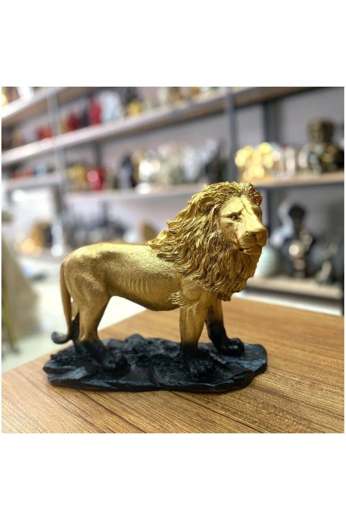 Aslan Biblo Heykel Siyah-Gold SİYAH (Gold Detaylı)