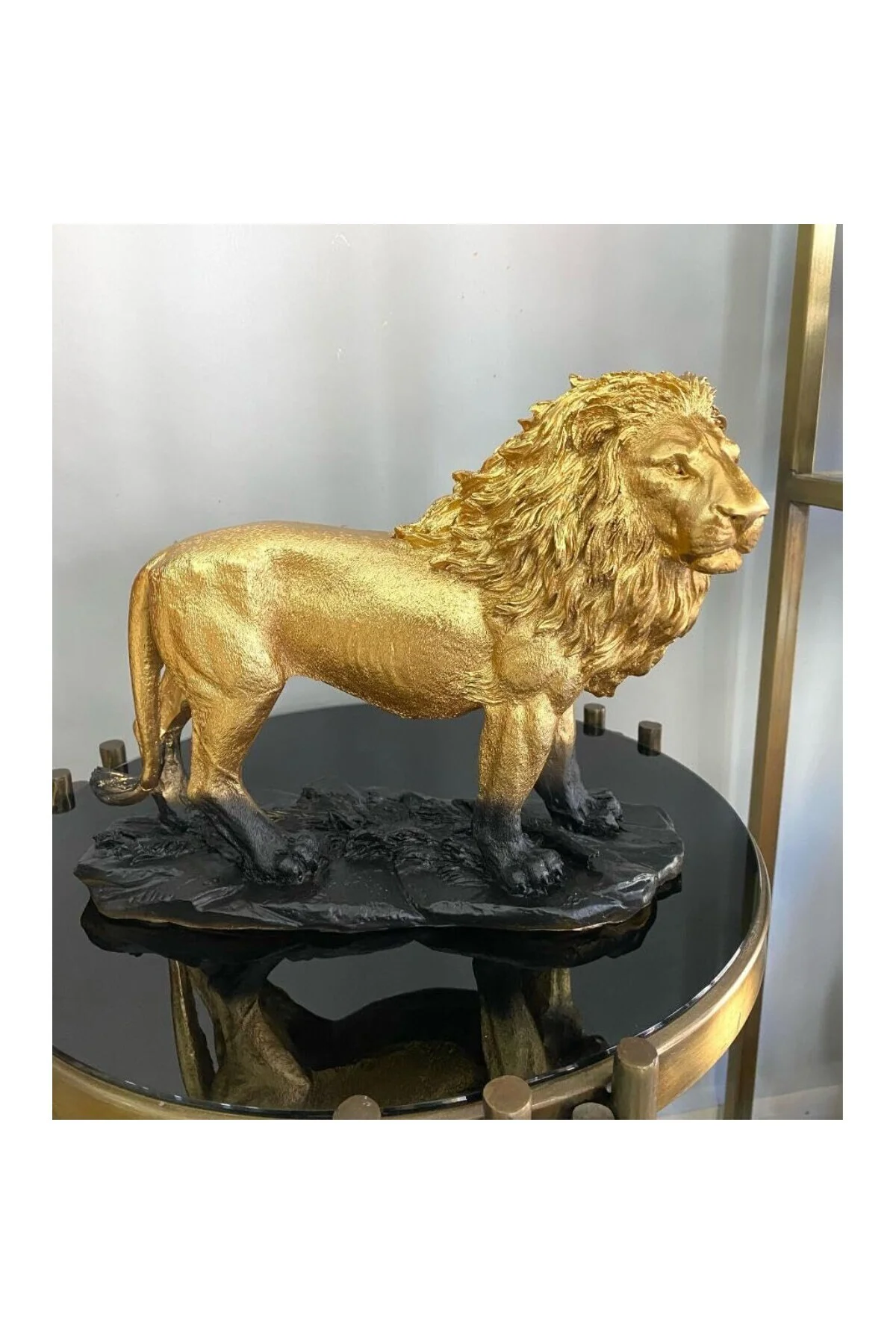 Aslan Biblo Heykel Siyah-Gold SİYAH (Gold Detaylı)