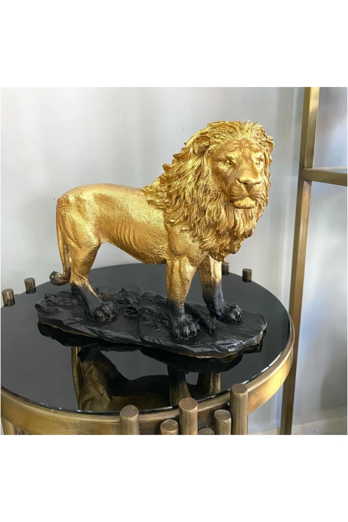Aslan Biblo Heykel Siyah-Gold SİYAH (Gold Detaylı)