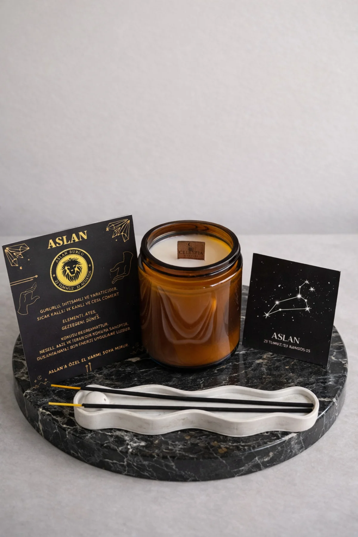 Aslan Burç Kişiye Özel Mum Seti %100 Doğal (Soya Wax)