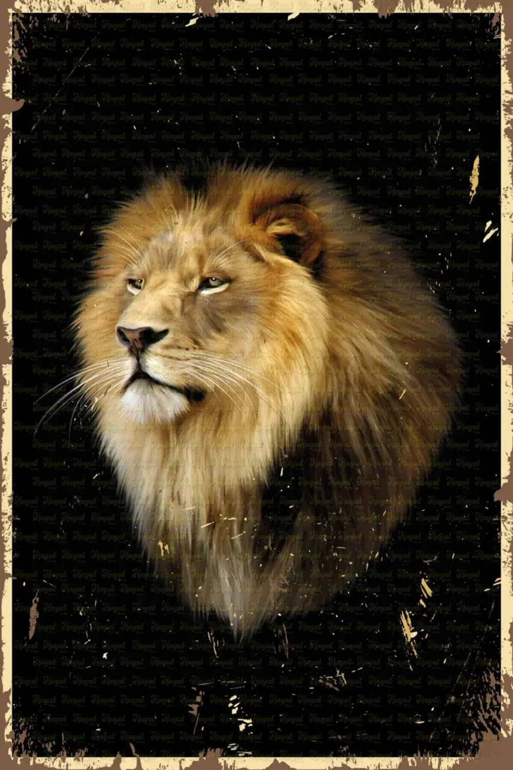 Aslan Retro Ahşap Poster 20 x 30 cm
