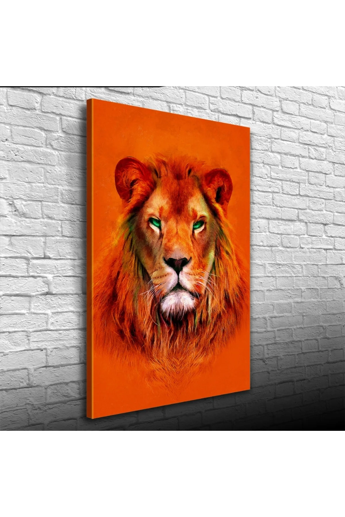 Aslan , Turuncu Tonlarda Dekoratif Kanvas Tablo 50 x 70