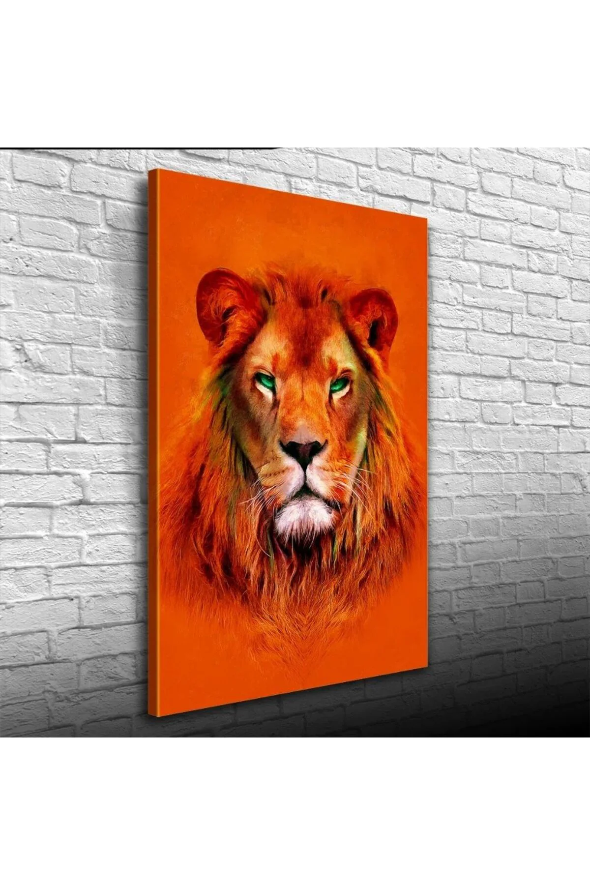 Aslan , Turuncu Tonlarda Dekoratif Kanvas Tablo 50 x 70