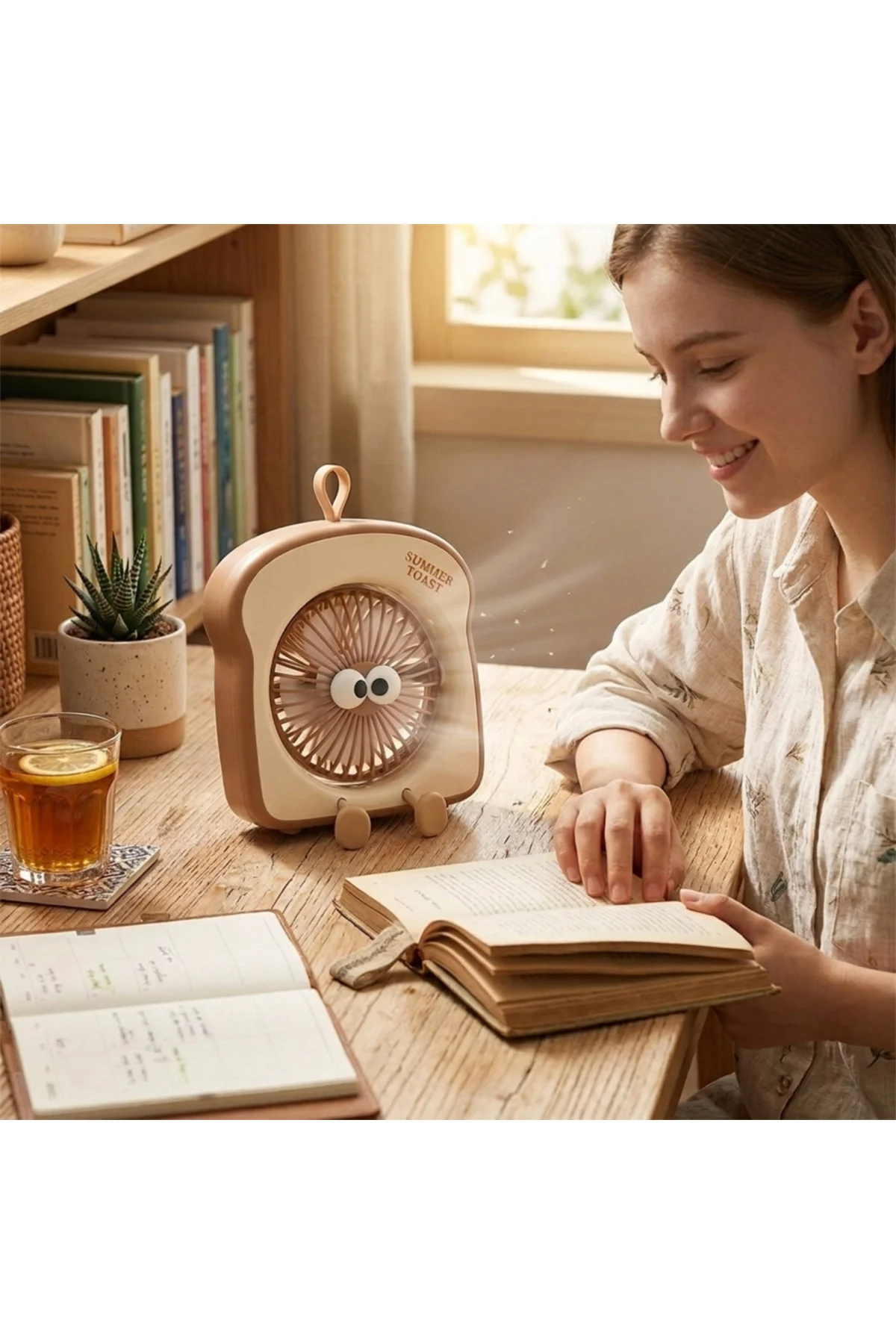 ASONIC AFN29, KAHVERENGİ, 3 Kademeli Hız, Masaüstü Kullanım, Taşınabilir, Dahili 500mAh Bataryalı, U