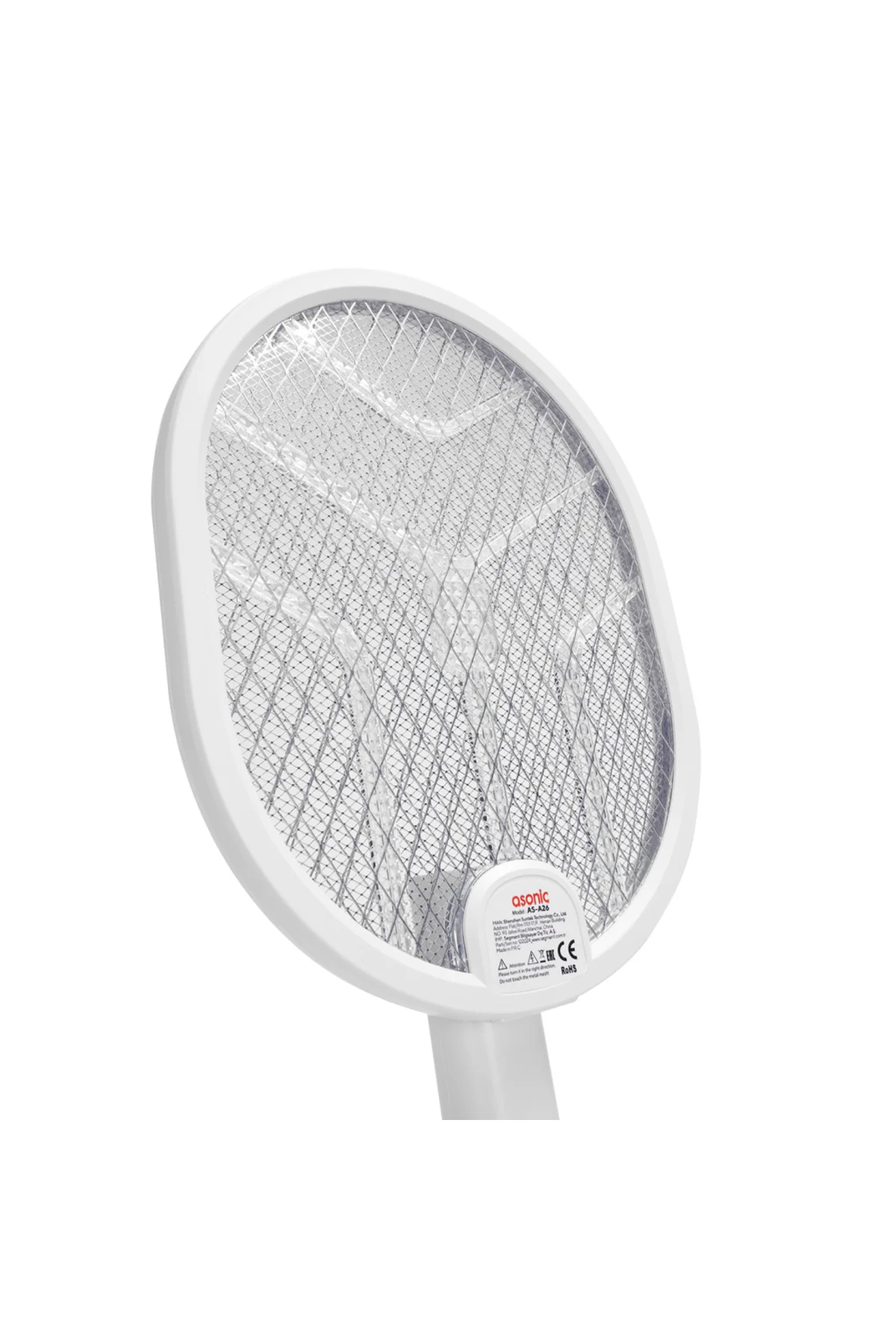 ASONIC AS-A26, Beyaz, 3000V, Raket Tipi, UV Mor Işıklı, 1200mAh, 