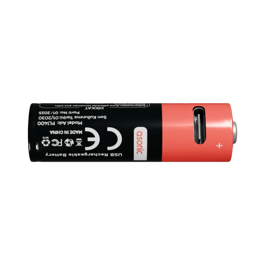 ASONIC PL1400 AA Şarjlı Pil 1400mAh 2600mwh Type-C - Hediye Kablo ile 2 Li Paket