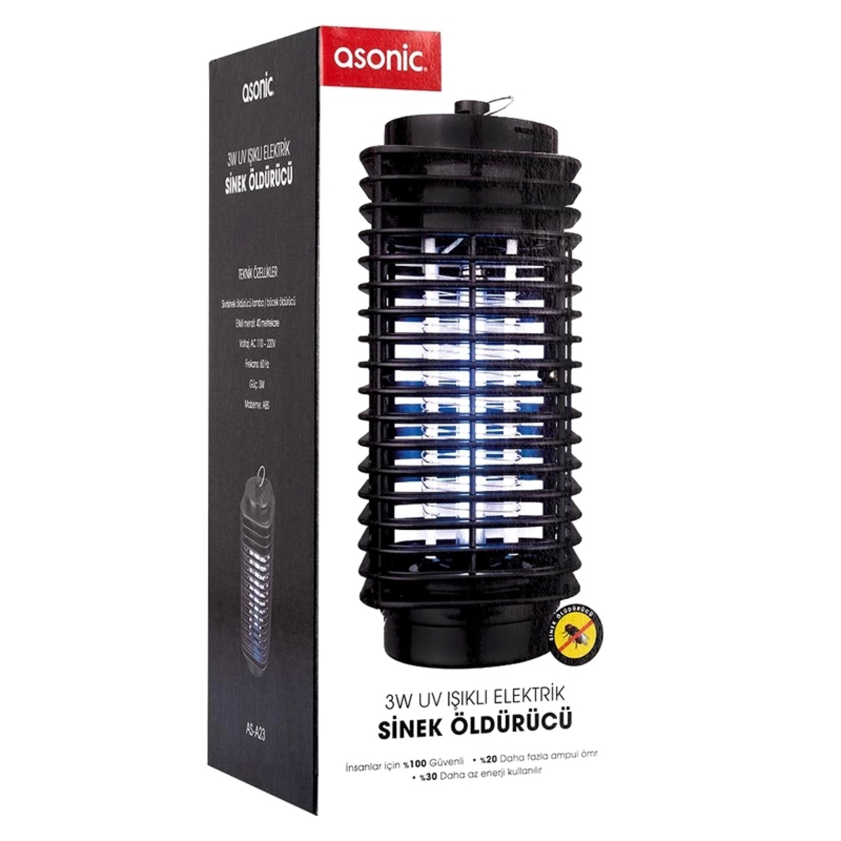 ASONİC S23 3 WATT SİYAH LED IŞIKLI SİNEK ÖLDÜRÜCÜ (4462)