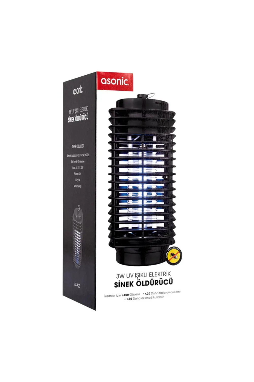 ASONİC S23 3 WATT SİYAH LED IŞIKLI SİNEK ÖLDÜRÜCÜ (4107)
