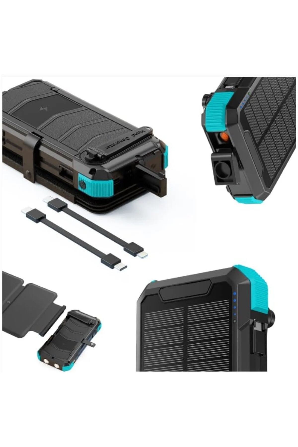 ASP-P20000HS 20000mAh Solar Powerbank, El Kranklı Şar, Type-C, Mi