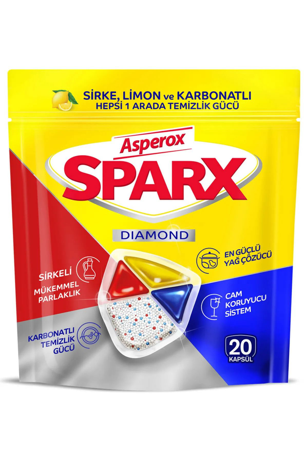 Asperox Sparx Diamond Bulaşık Kapsülü 20'li 4 Adet