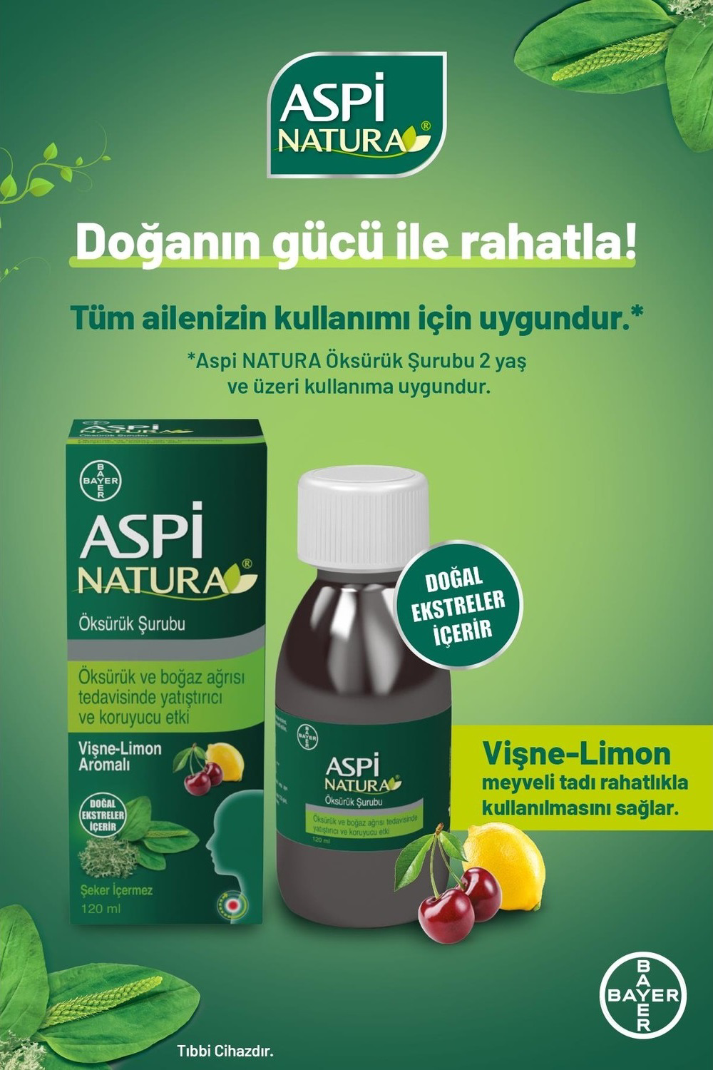 Aspi Natura Vişne-Limon Aromalı Şurup 120 ml Aspi Natura Vişne-Limon Aromalı Şurup 120 ml
