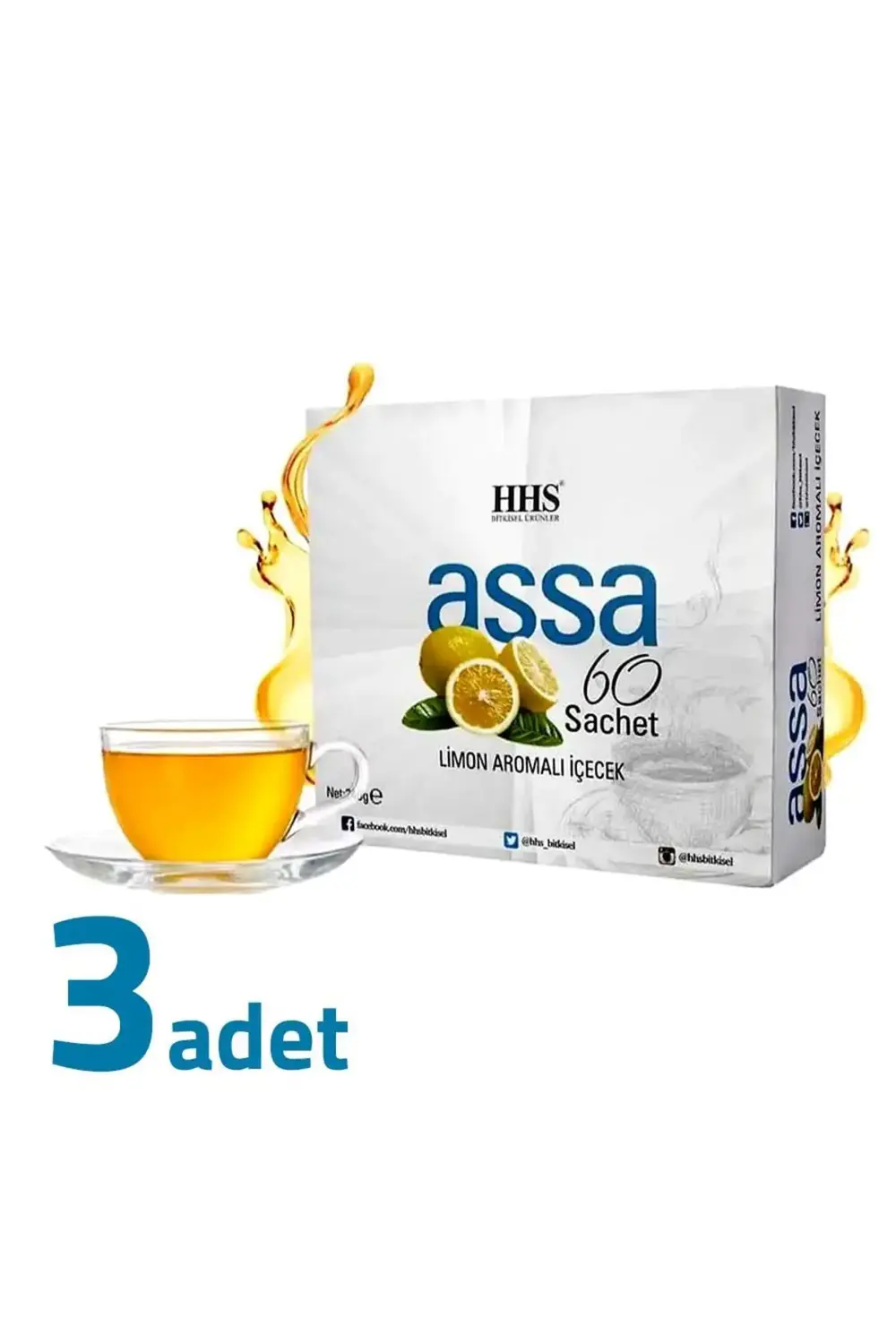 Assa 60 Sachet Limon Aromalı Bitki Form Çayı 240GR X 3 Adet