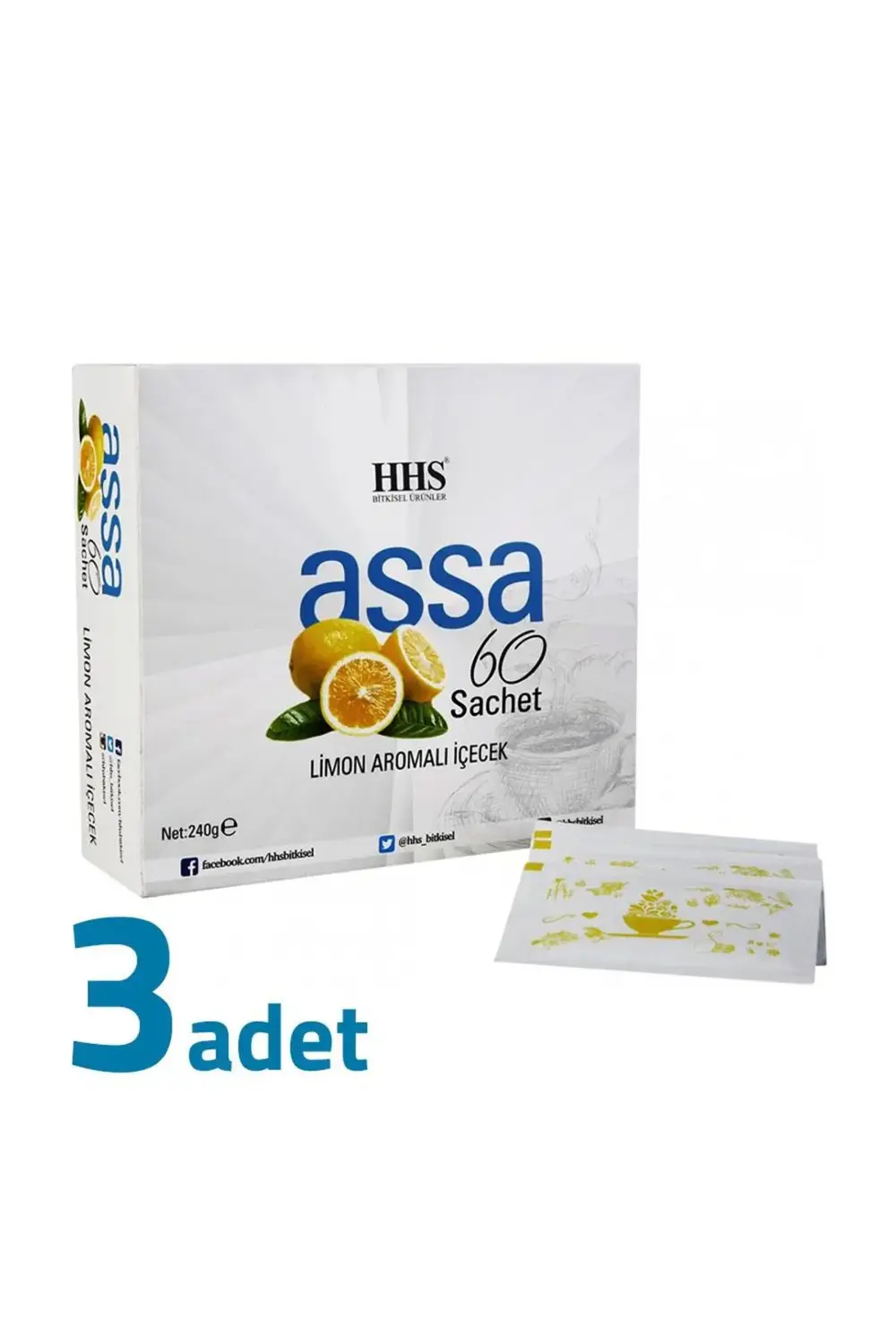 Assa 60 Sachet Limon Aromalı Bitki Form Çayı 240GR X 3 Adet