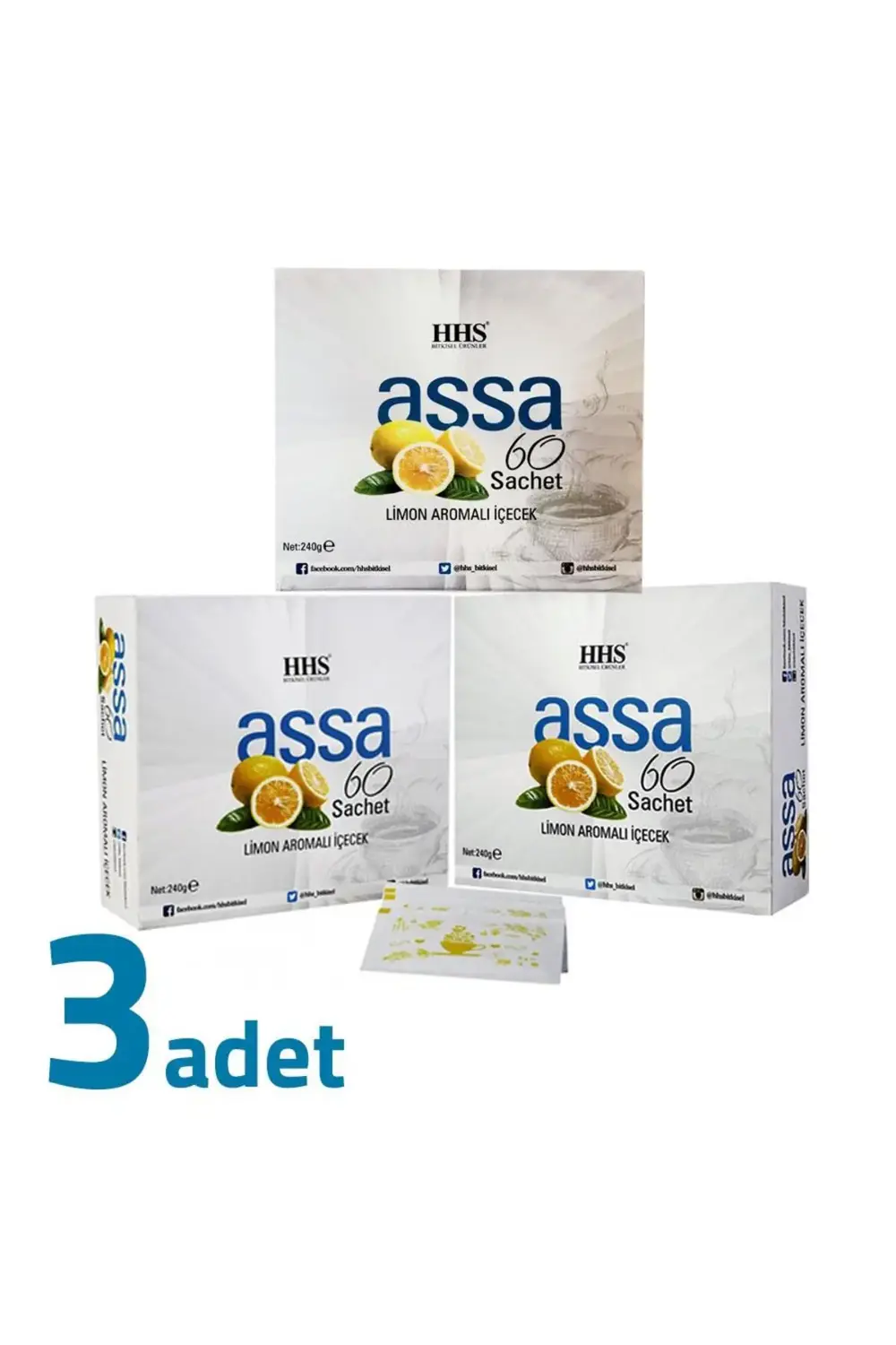 Assa 60 Sachet Limon Aromalı Bitki Form Çayı 240GR X 3 Adet