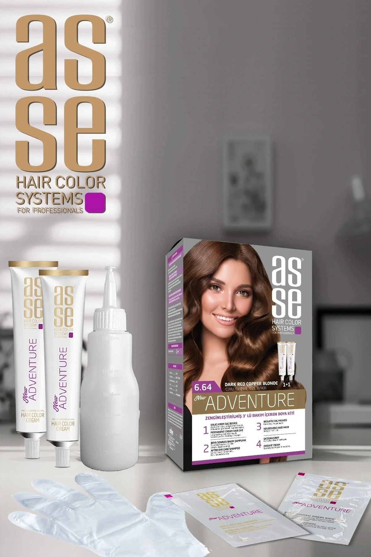 ASSEAdventure Set Saç Boyası No:6.64 Koyu Kumral Kızıl Bakır
