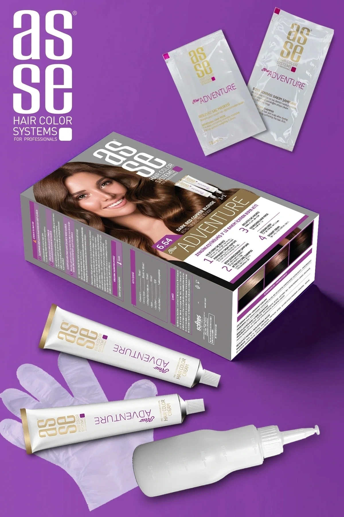 ASSEAdventure Set Saç Boyası No:6.64 Koyu Kumral Kızıl Bakır