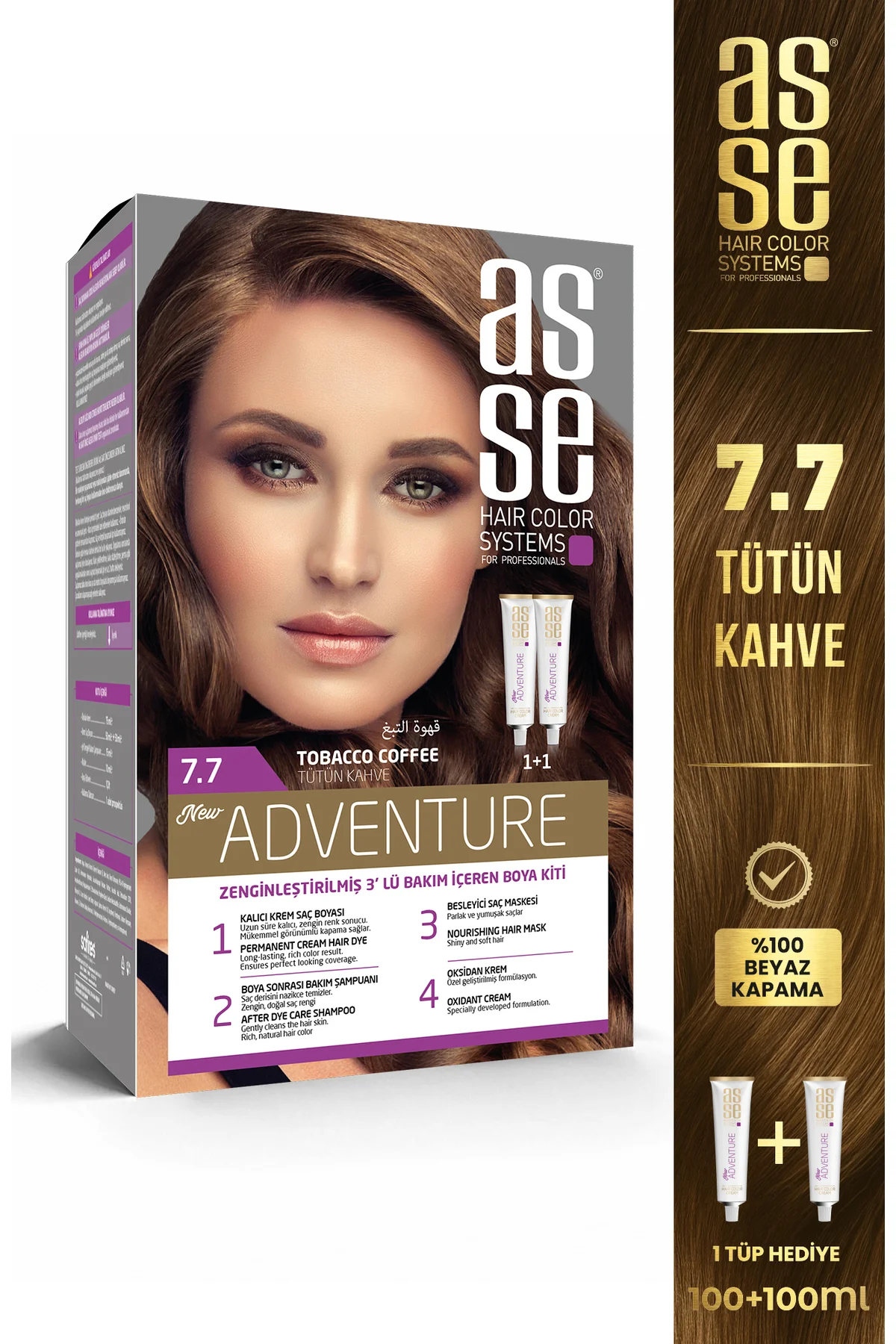 ASSEAdventure Set Saç Boyası Tütün Kahve No:7.7