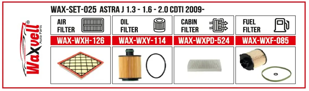 ASTRA J 1.3 - 1.6 - 2.0 CDTI FİLTRE BAKIM SETİ 2009-