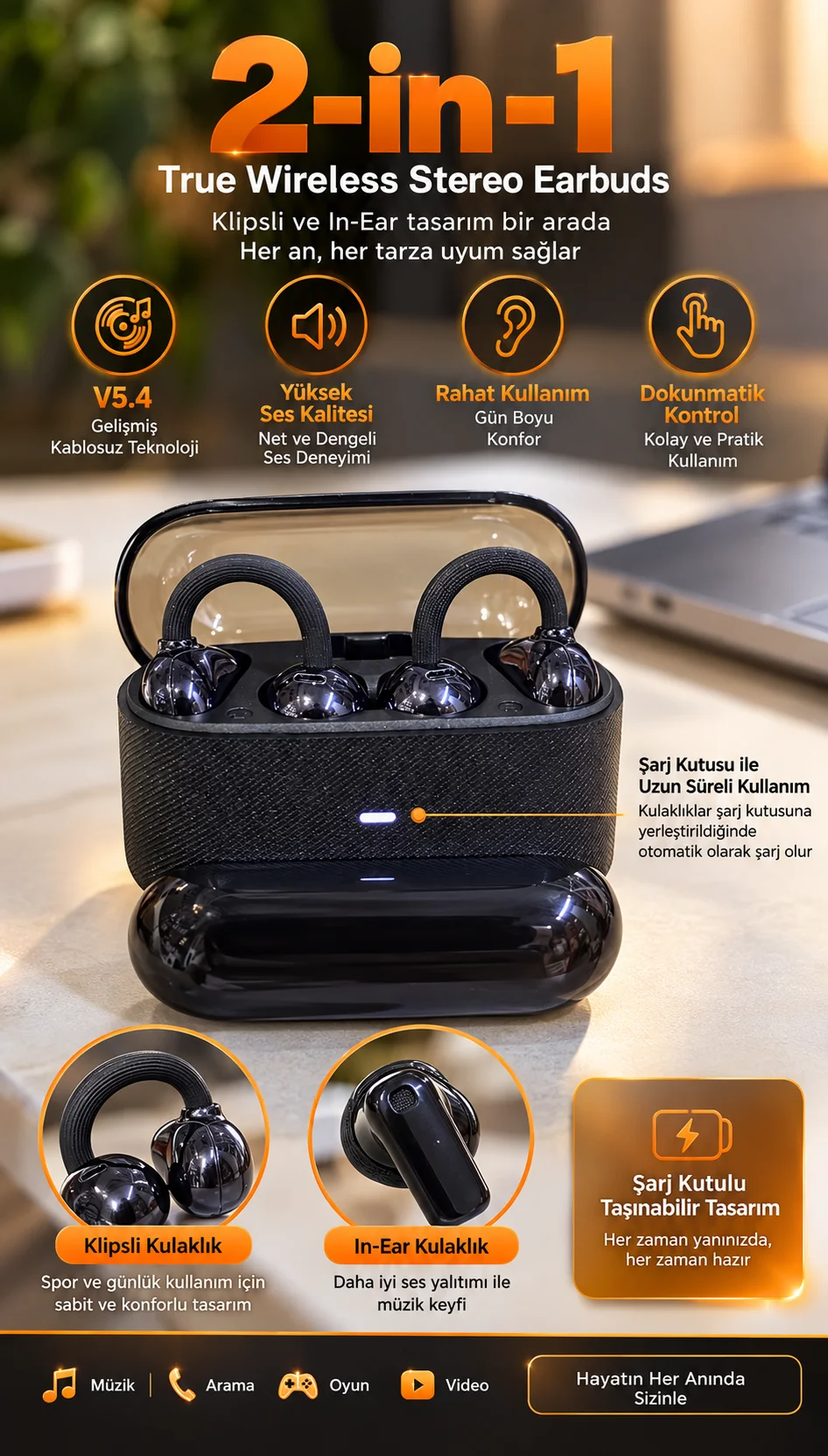 ASTRALTECH 4 Kulaklıklı Kablosuz Bluetooth Kulaklık Seti - Klipsli ve Kulak İçi, Dokunmatik Kontrol, Şarj Kutulu, Siyah ASTRALTECH 4 Kulaklıklı Kablosuz Bluetooth Kulaklık Seti - Klipsli ve Kulak İçi, Dokunmatik Kontrol, Şarj Kutulu, Siyah