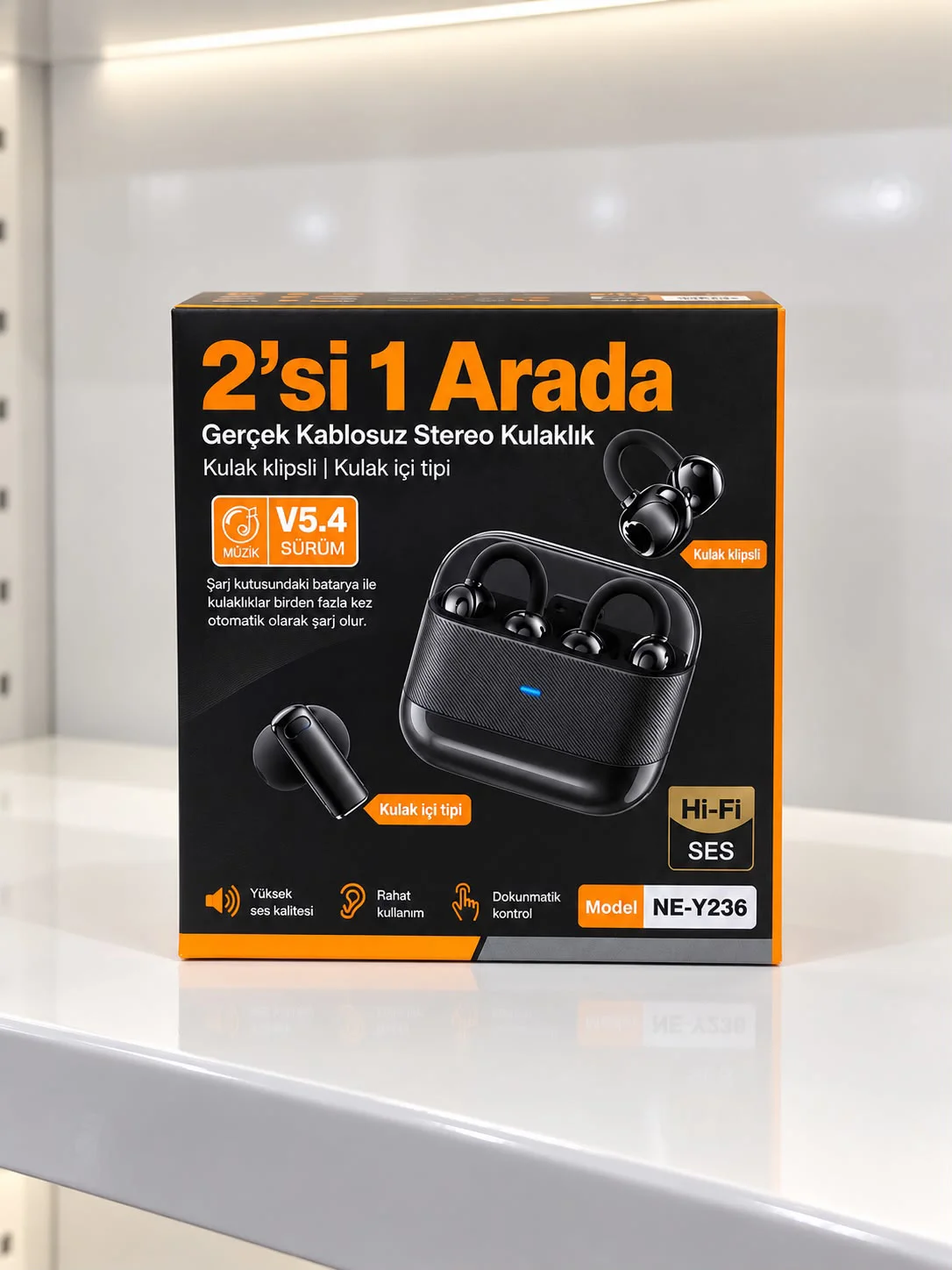 ASTRALTECH 4'lü Kablosuz Bluetooth Kulaklık Seti - Klipsli ve Kulak İçi Tasarım, Siyah