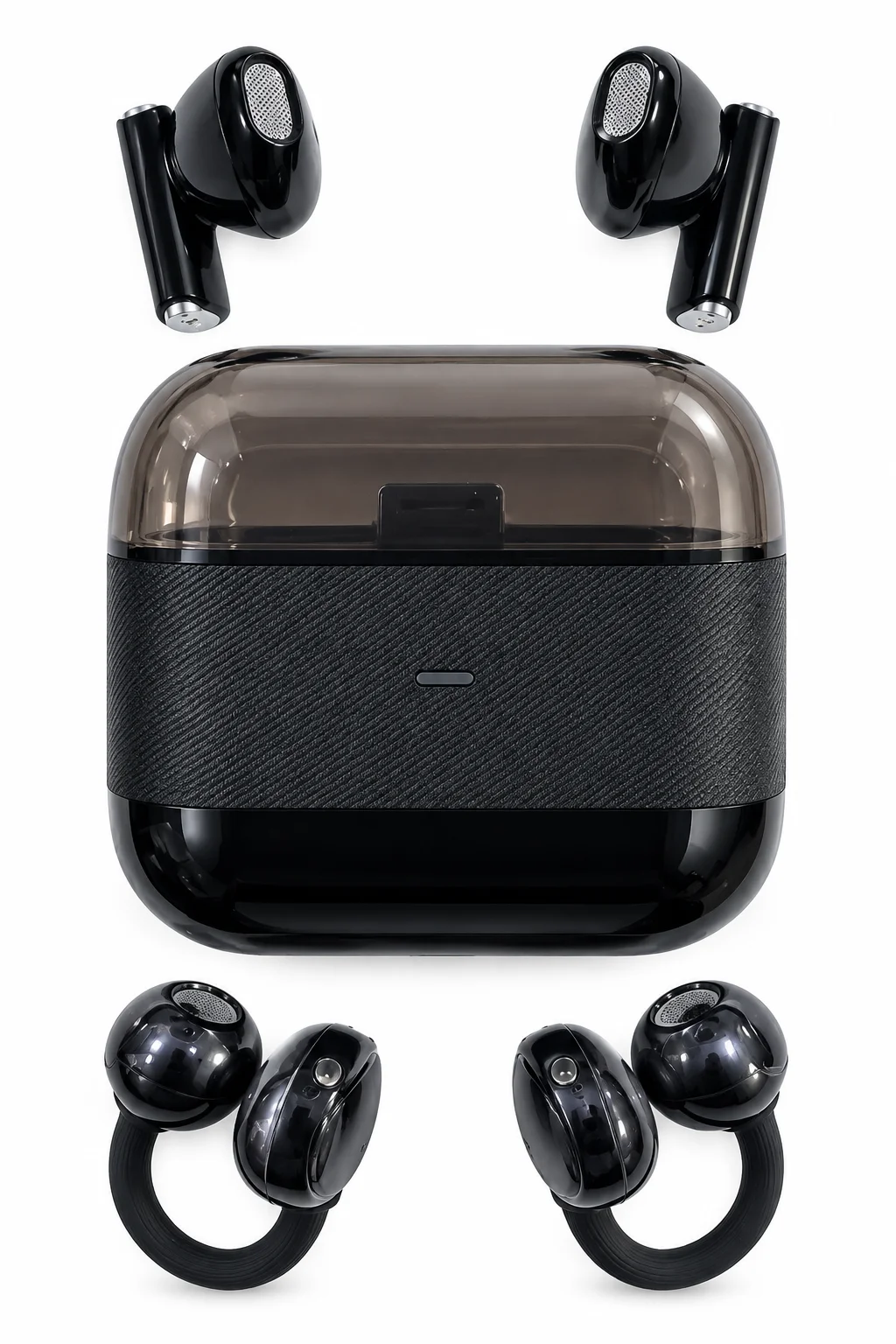 ASTRALTECH Kablosuz Bluetooth Kulaklık 4 Kulaklıklı 2'si 1 Arada Siyah
