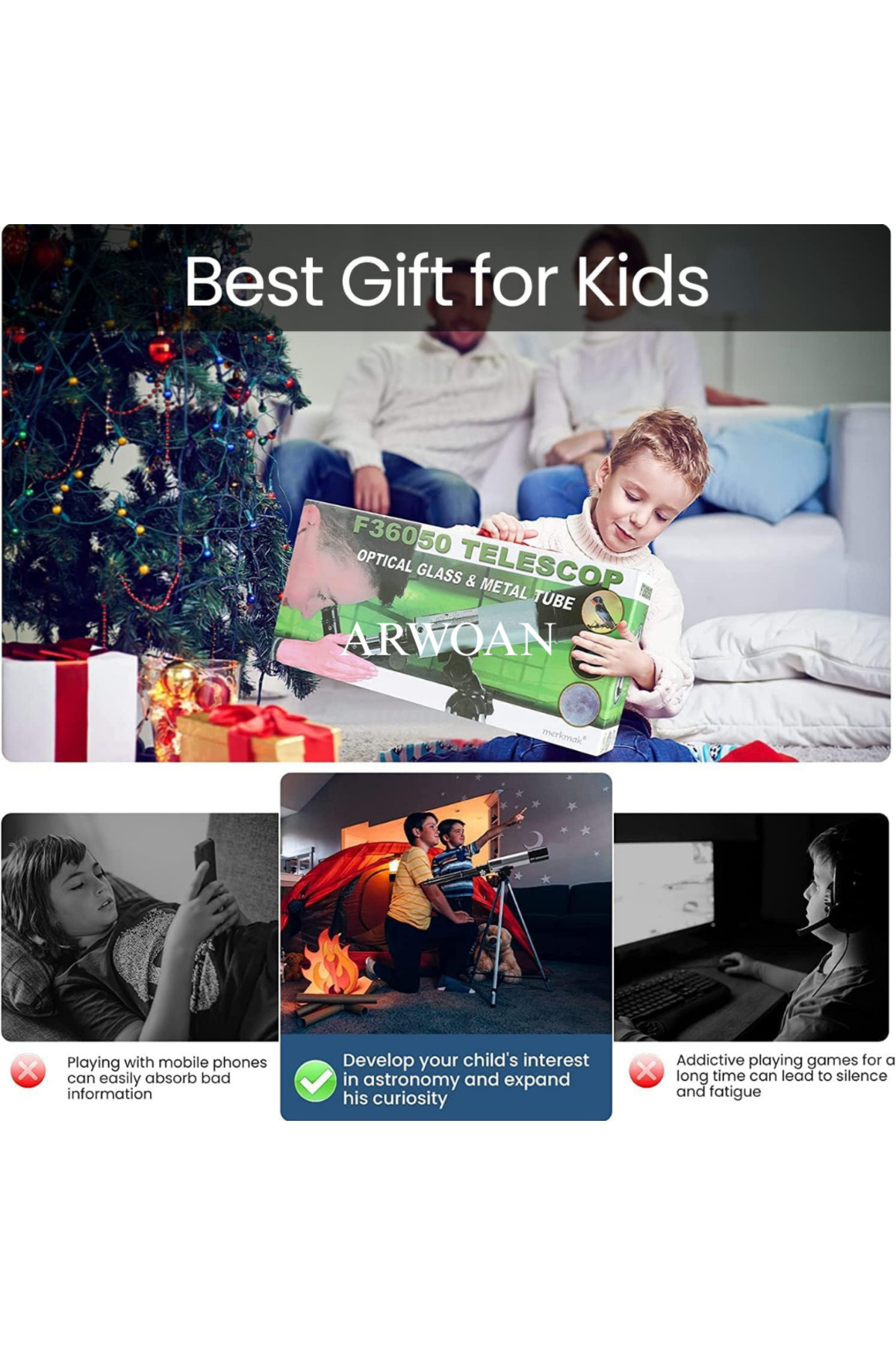 Astronomik Teleskop Tripodlu Ay ve Gezegen Gözlem Teleskobu