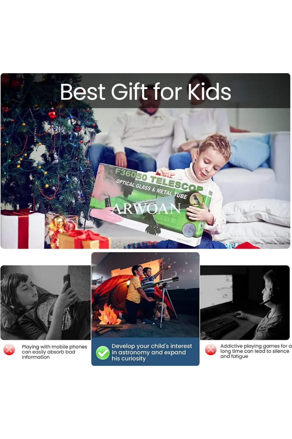 Astronomik Teleskop Tripodlu Ay ve Gezegen Gözlem Teleskobu