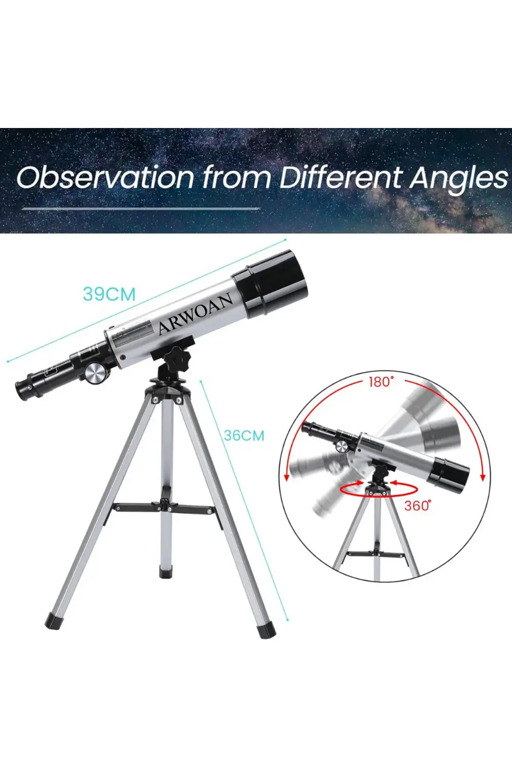 Astronomik Teleskop Tripodlu Ay ve Gezegen Gözlem Teleskobu