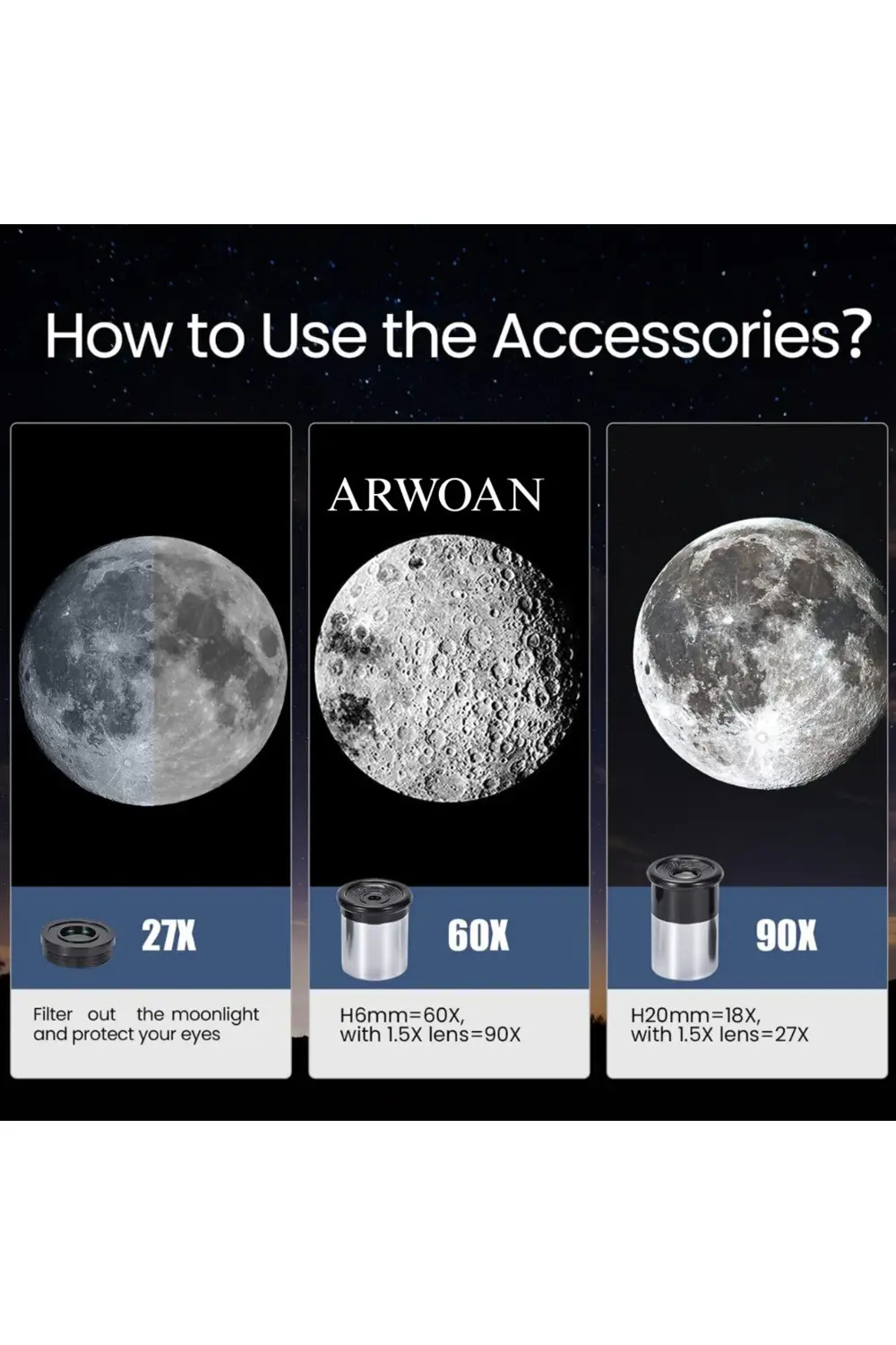 Astronomik Teleskop Tripodlu Ay ve Gezegen Gözlem Teleskobu