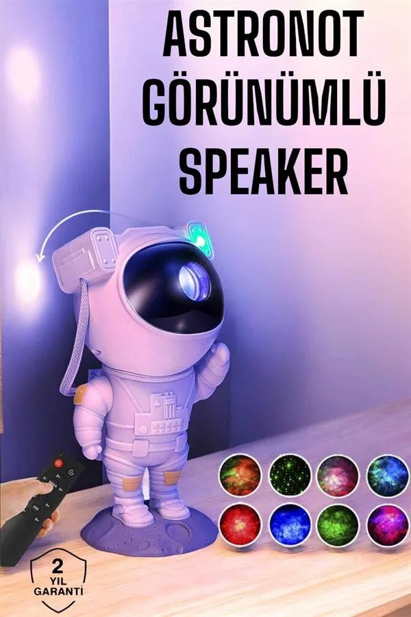 Astronot Bluetooth Hoparlör & Gökyüzü Projektör Gece Lambası - Nebula Yıldız Ay Modu