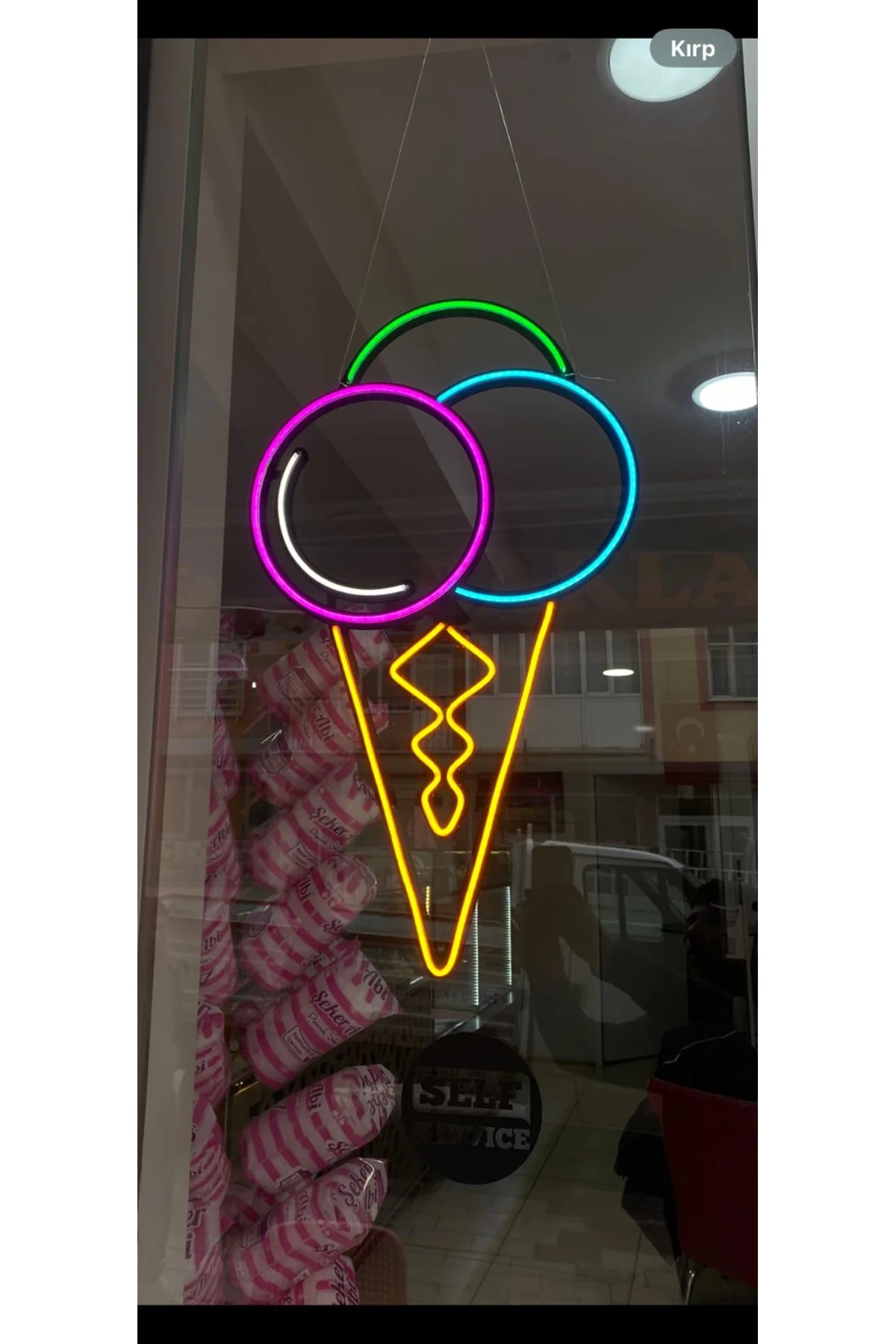 "Astronot Dondurma" Neon Led Işıklı Dekoratif Tablo