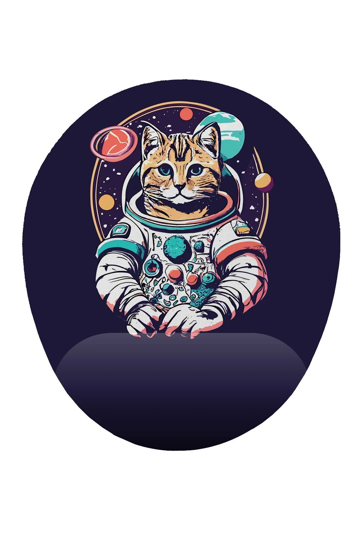 Astronot Kedi Bilek Destekli Mouse Pad Ergonomik Kaymaz Taban Mousepad Fare Altlığı