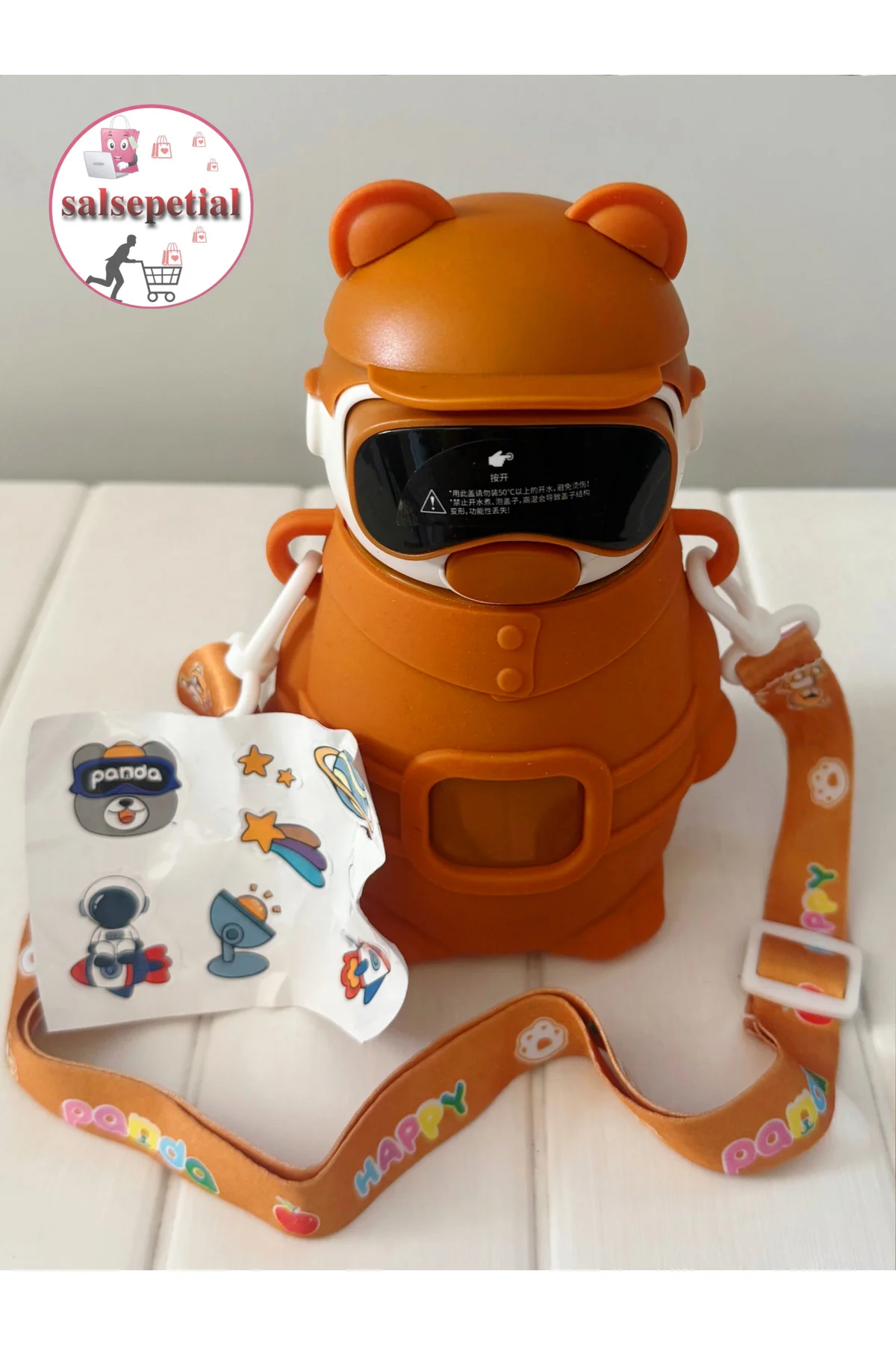Astronot Panda Çelik Termos 480 Ml Sevimli Ayıcık Çelik Matara Pi