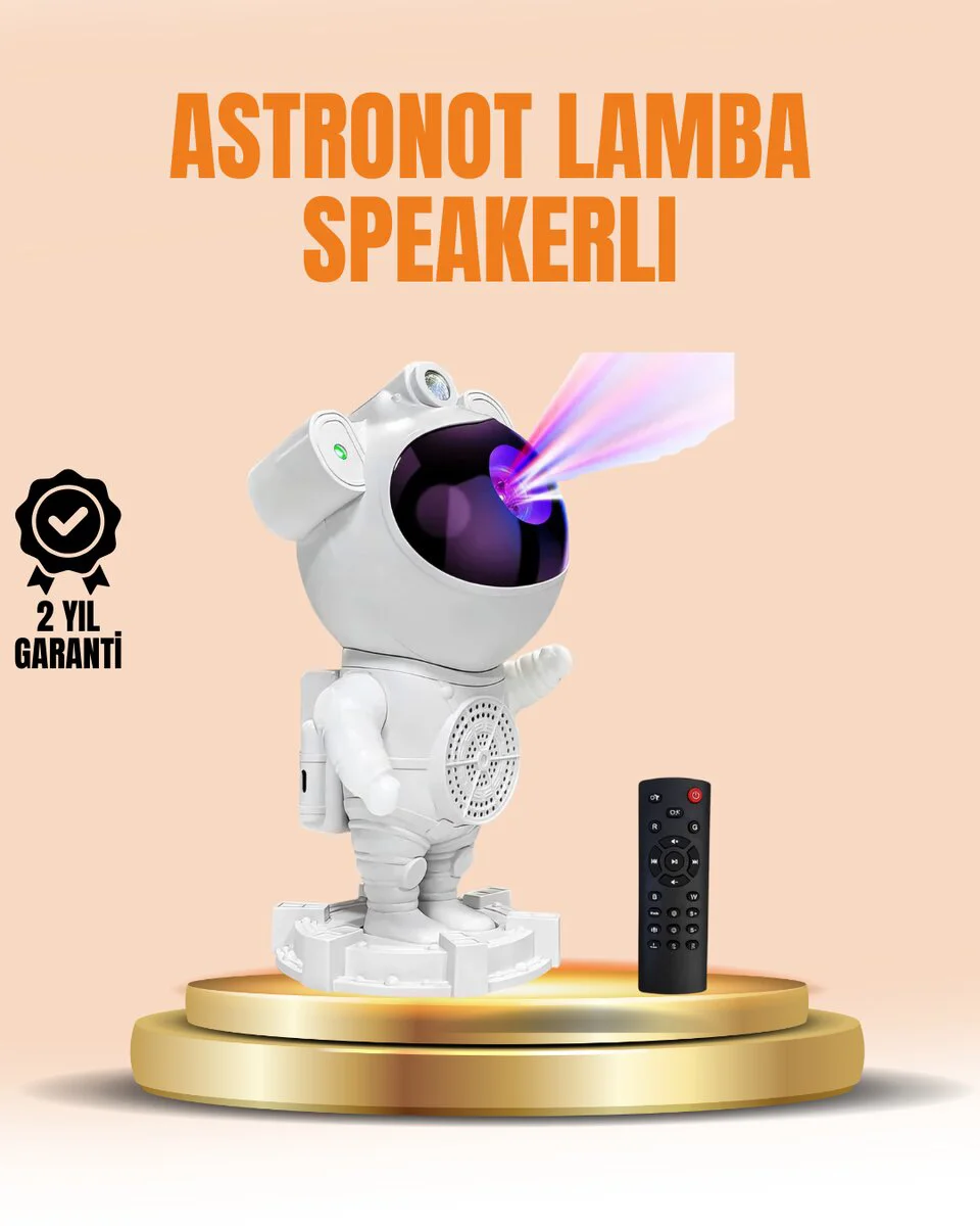 Astronot Projeksiyon Lambası - Bluetoothlu Işık ve Sesli Atmosfer Çözümü