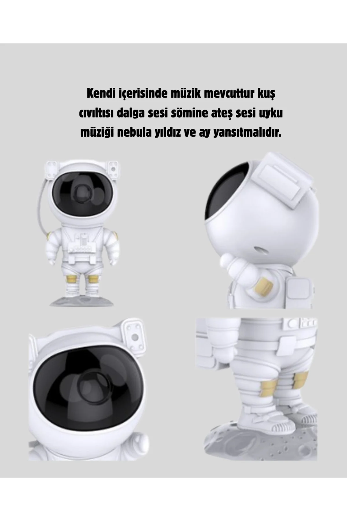 Astronot Projeksiyon Lambası Bluetooth Müzikli ve Uzaktan Kumandalı