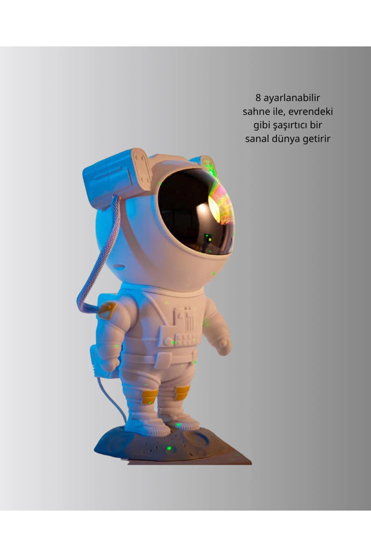 Astronot Şekilli Galaxy Projeksiyon Lambası Nebula Efektli Dekoratif Lamba