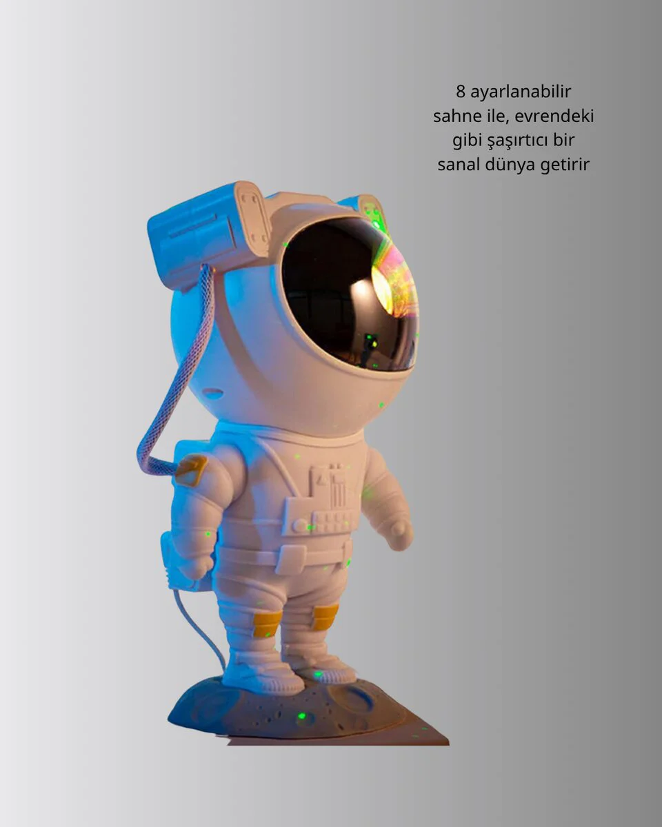 Astronot Şekilli Galaxy Projeksiyon Lambası - Nebula Efektli Dekoratif Lamba