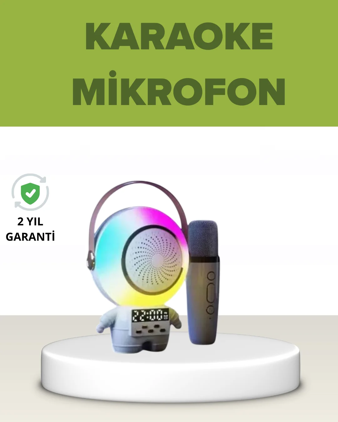 Astronot Tasarımlı Bluetooth Speaker ve Kablosuz Mikrofon Karaoke