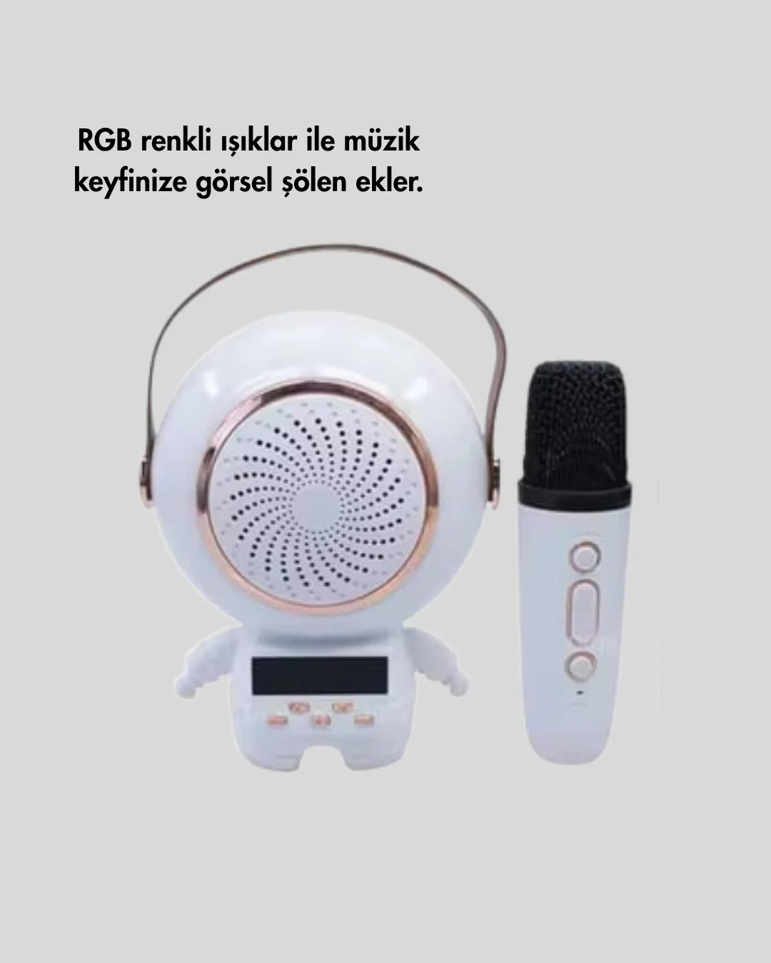 Astronot Tasarımlı Bluetooth Speaker ve Kablosuz Mikrofon Karaoke