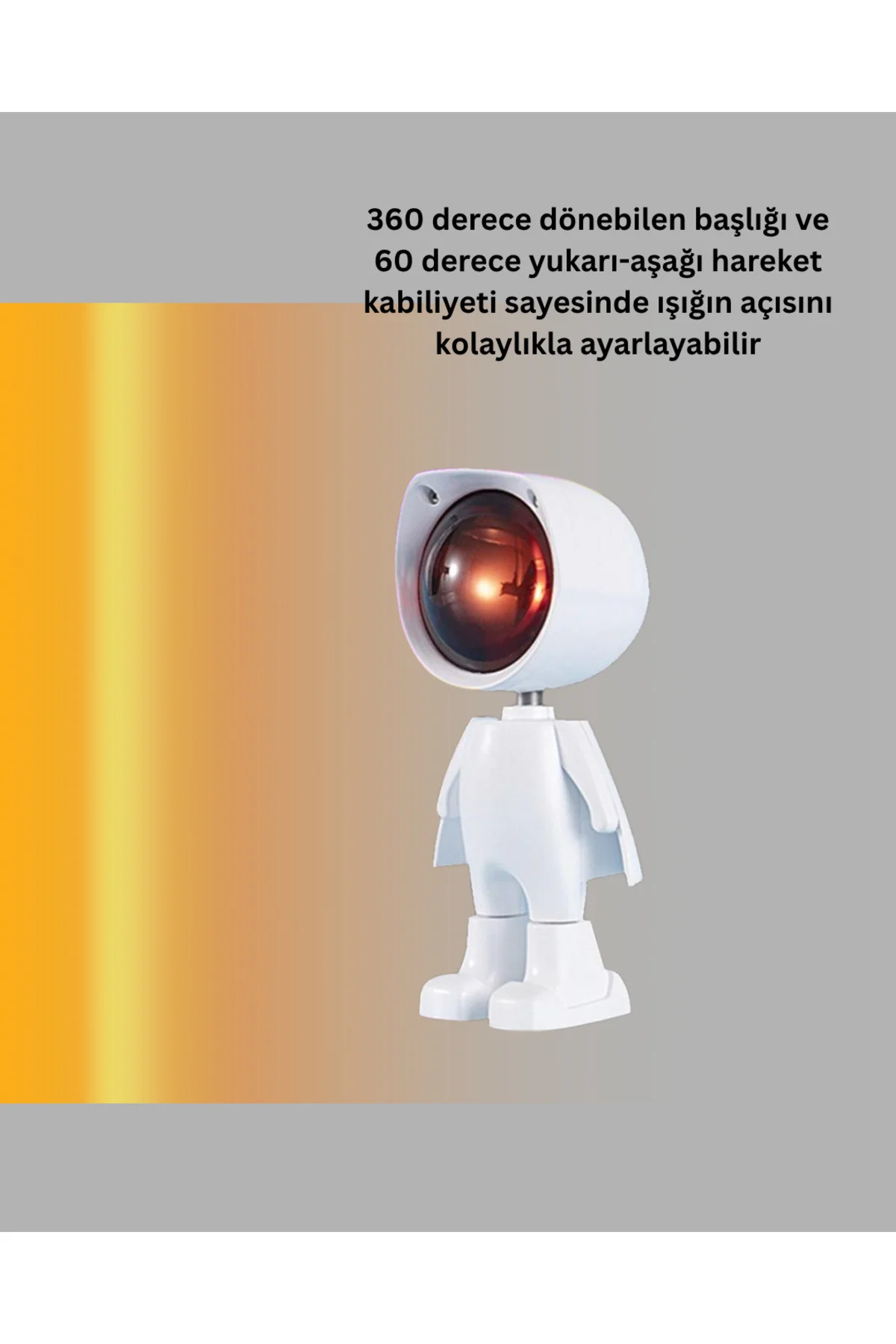 Astronot Tasarımlı Gün Batımı Efektli Şarjlı LED Lamba - Lisinya